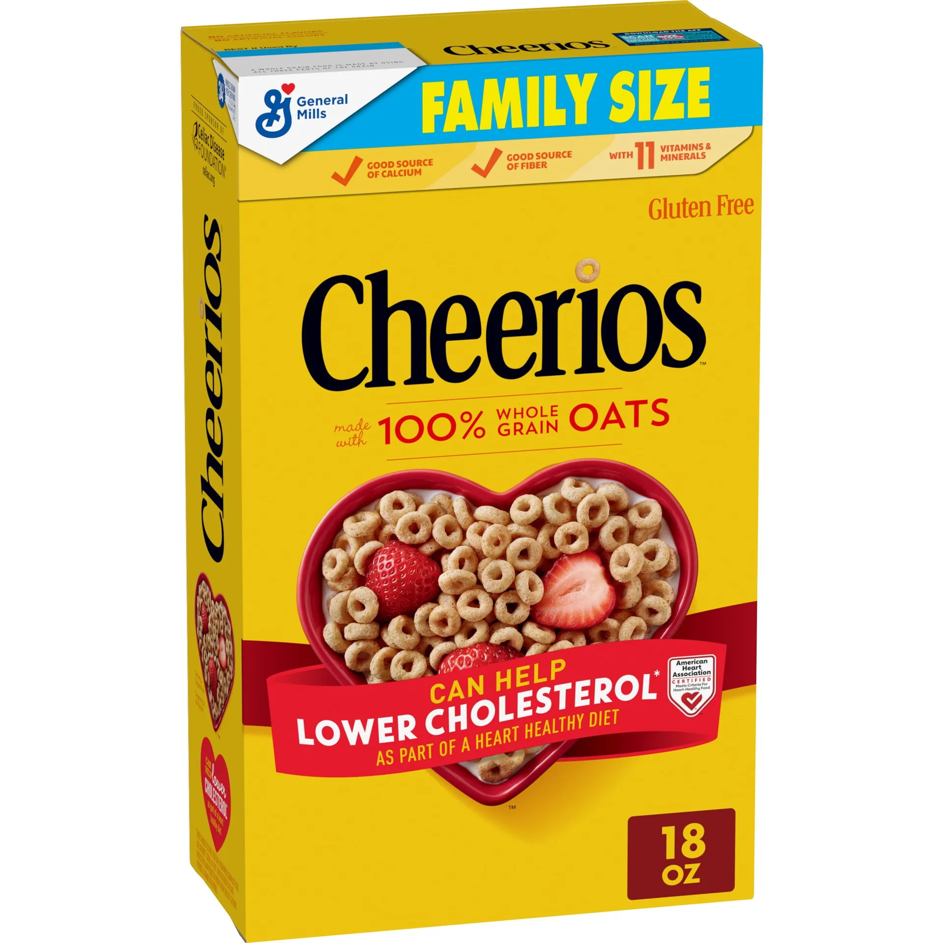 Cheerios, Heart Healthy Gluten Free Breakfast Cereal, Family Size, 18 oz