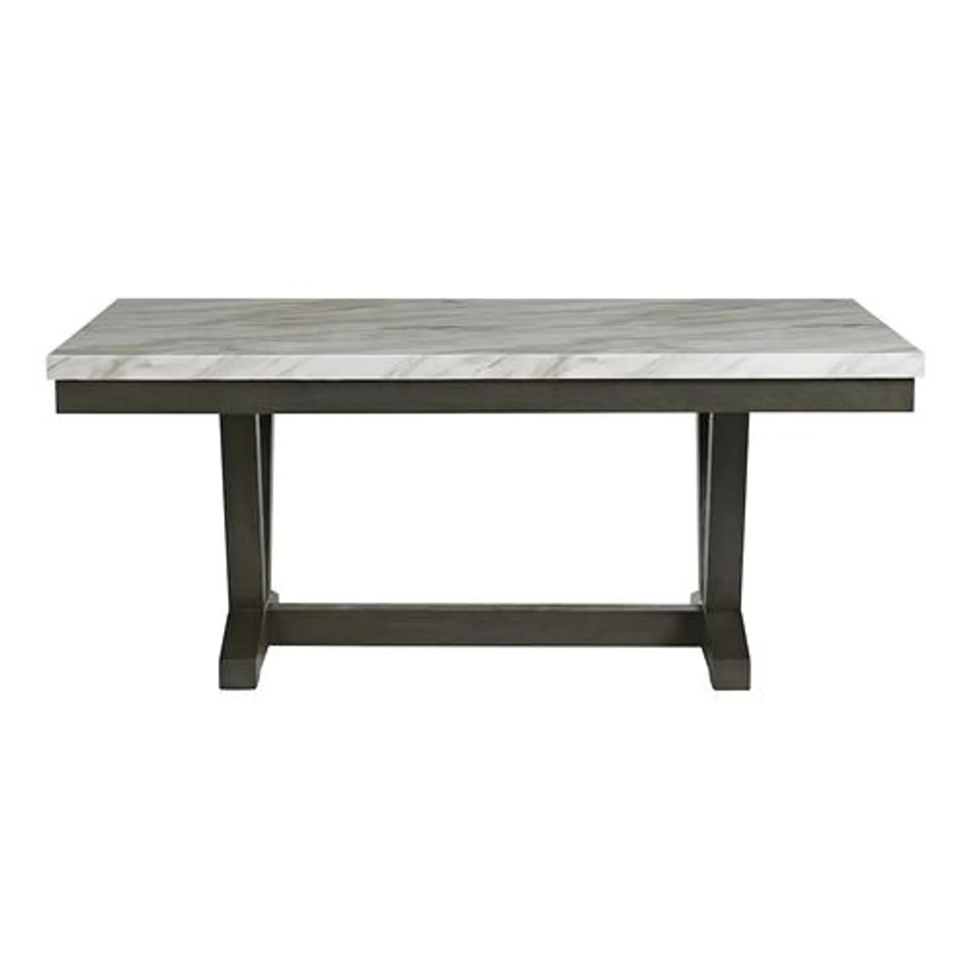 Everdeen Transitional Dining Table with Faux Marble Top and Trestle Base