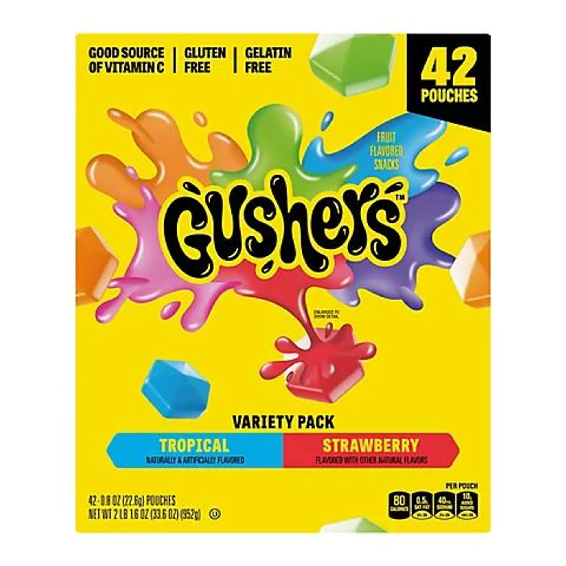 Gushers Strawberry Splash and Tropical Flavor Fruit Snacks, 42 ct.