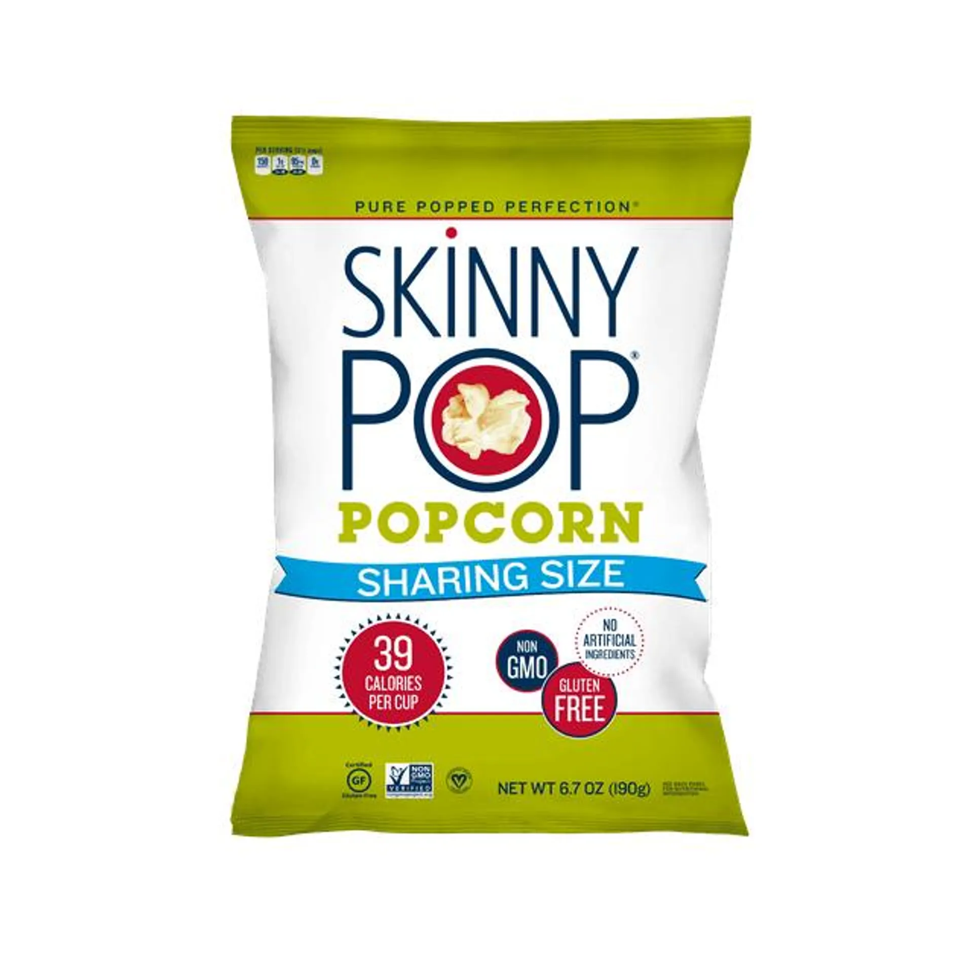 SkinnyPop Gluten-Free Original Popcorn, 6.7 oz Sharing-Size Bag