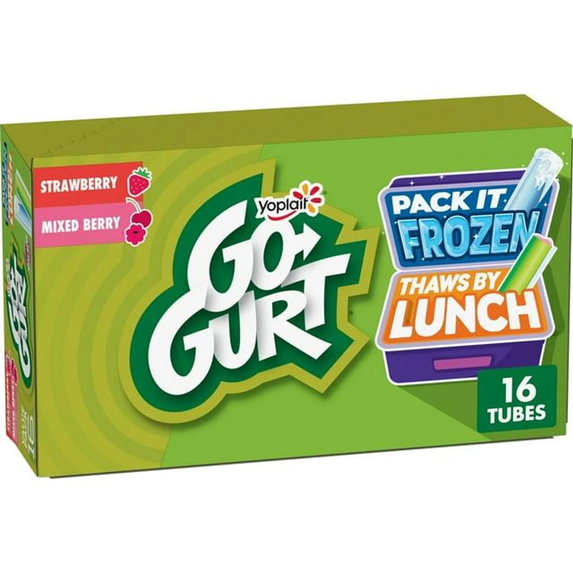 Yoplait Go-GURT Bluey Kids Fat Free Yogurt Variety Pack, Gluten Free, 2 lbs (16 Tubes)