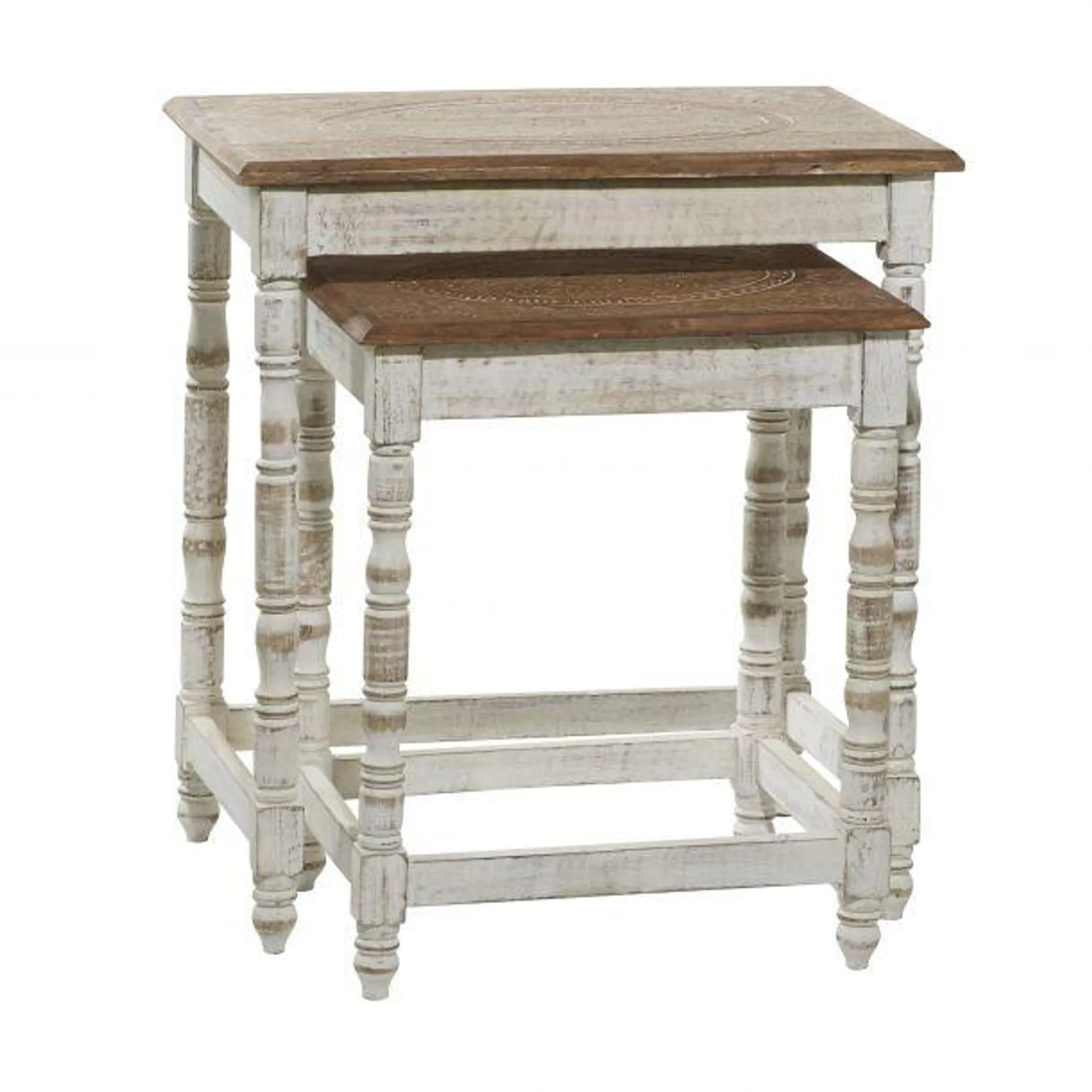 White Mango Wood Farmhouse Accent Table, 24" x 22" x 14"