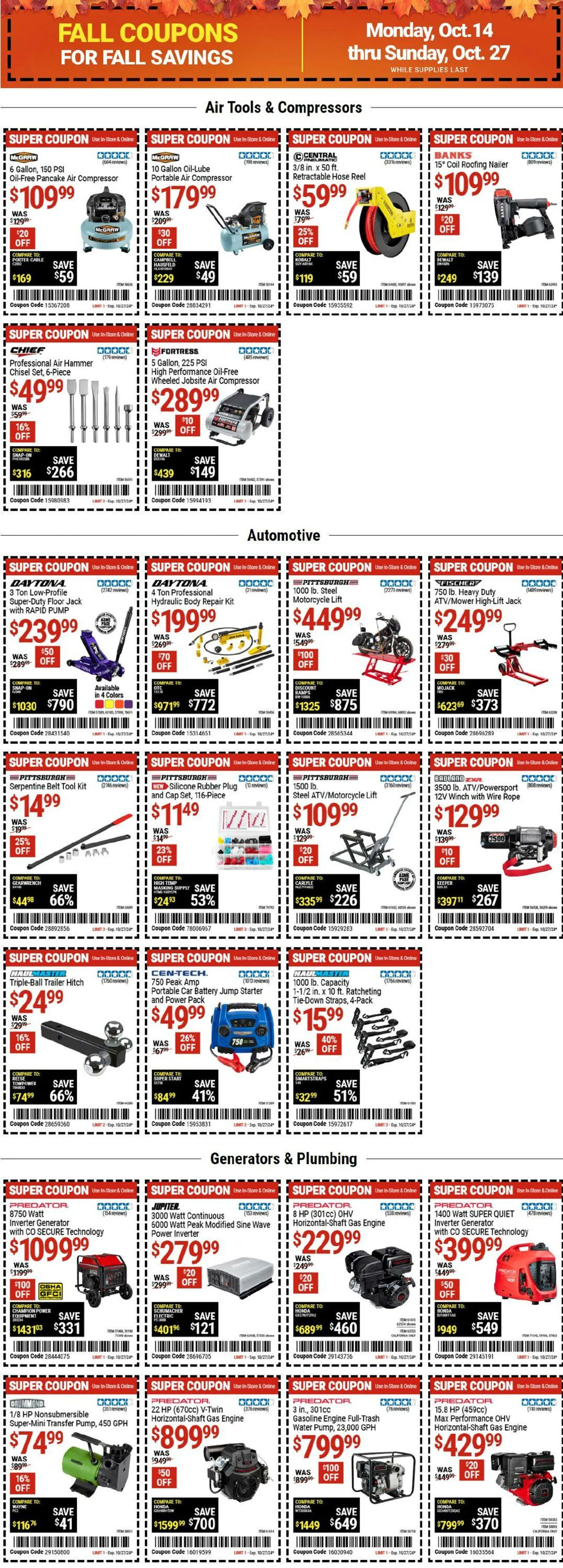 Catálogo de Harbor Freight Current weekly ad 14 de octubre al 27 de octubre 2024 - Página 1