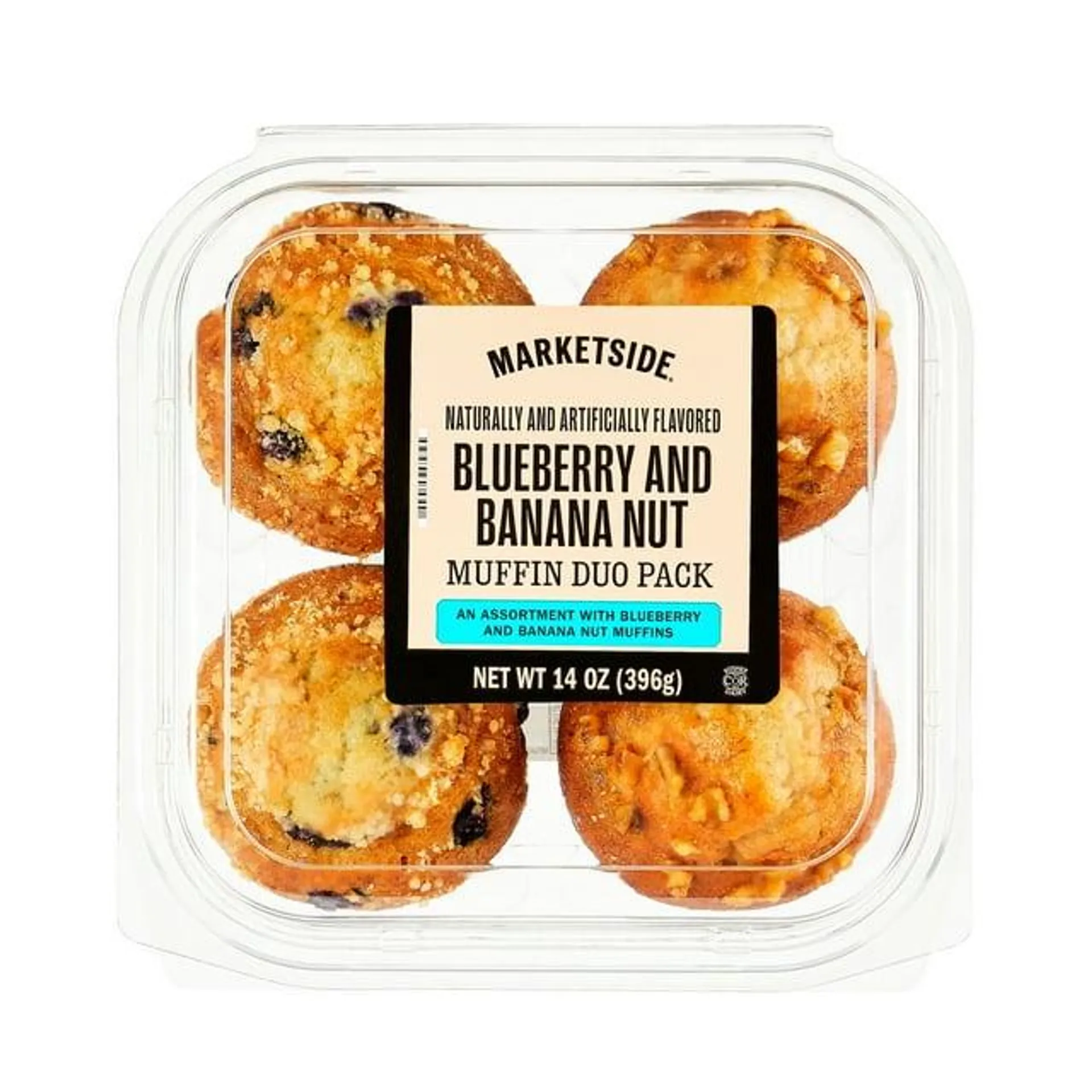 Marketside Blueberry & Banana Nut Muffin Variety Pack, 14 oz, 4 Count