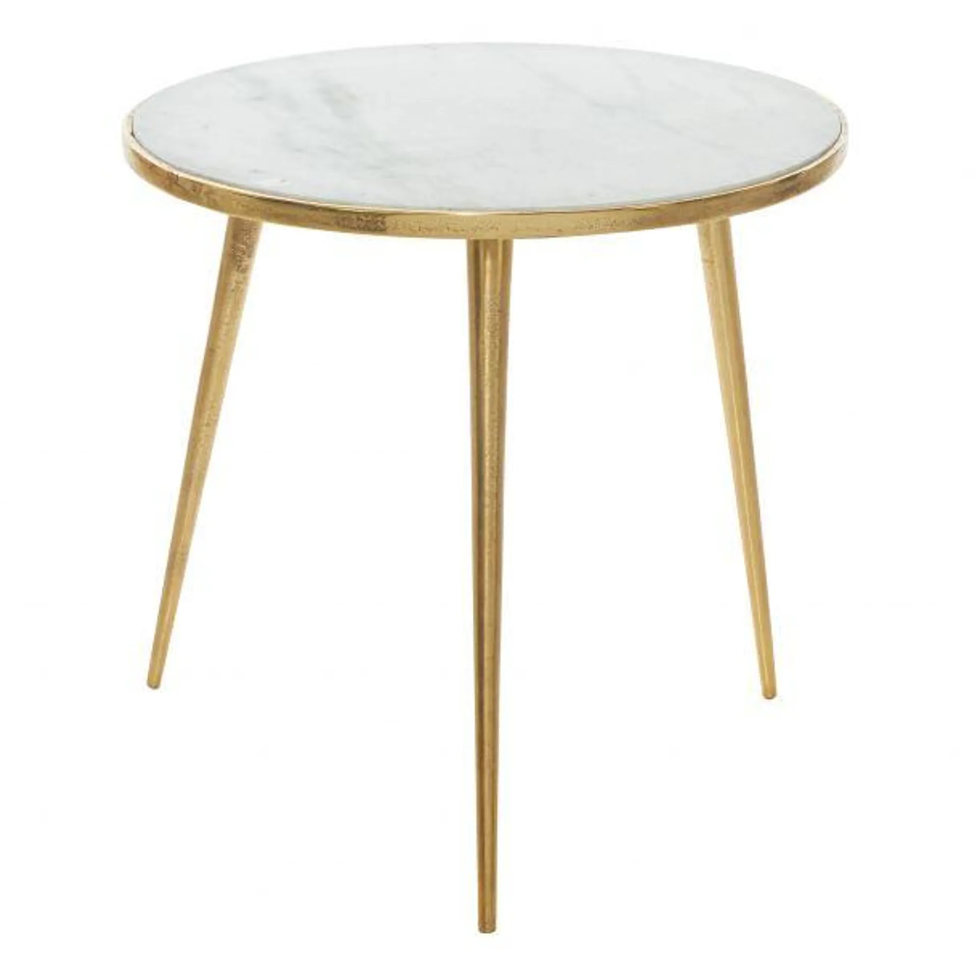 Modern 20" Round Accent Table with Marble Top by Marisol + Daisy - Gold