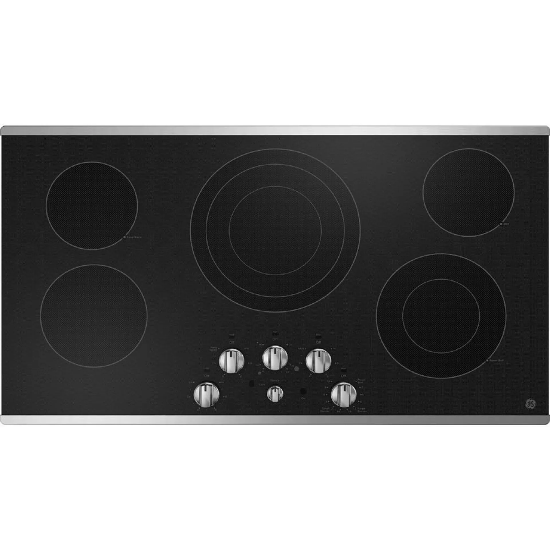 GE Appliances JEP5036STSS GE 36" Built-In Knob Control Electric Cooktop - Stainless Steel on Black