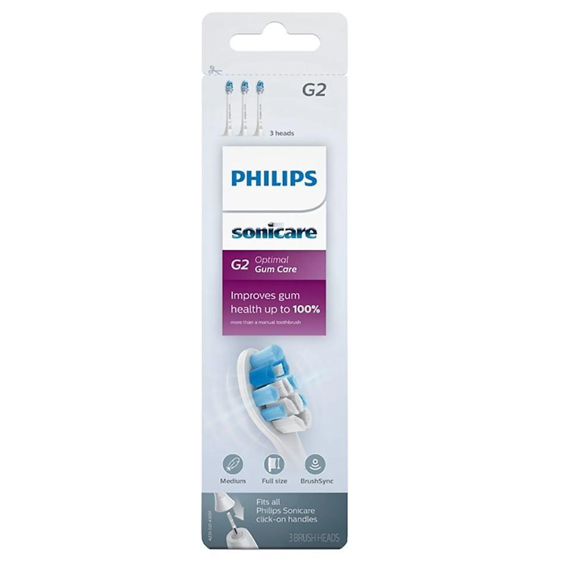 Philips Sonicare G2 Optimal Gum Care Replacement Brush Heads, 3.0 ea