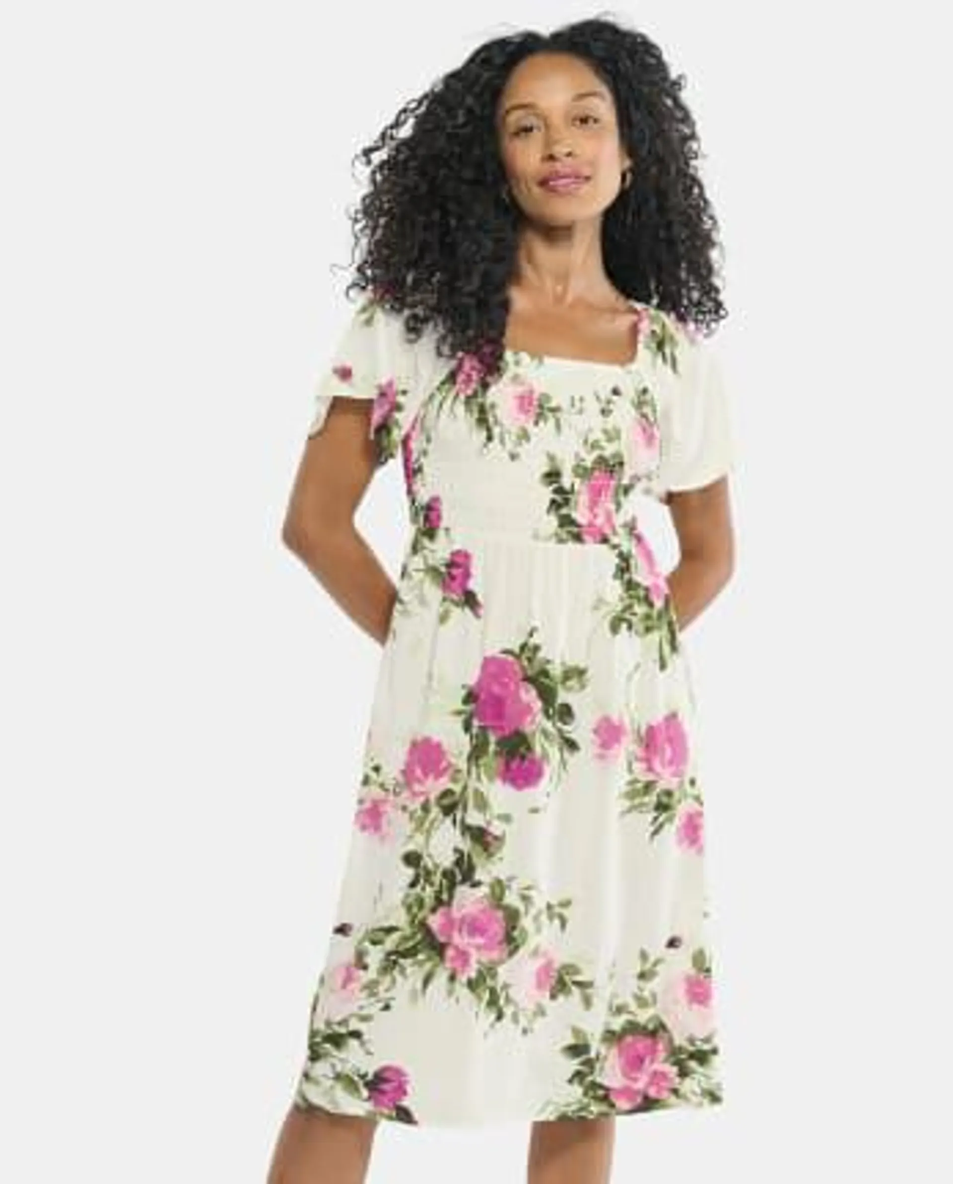 Vestido fruncido floral de mamá y yo para mujer - simplywht