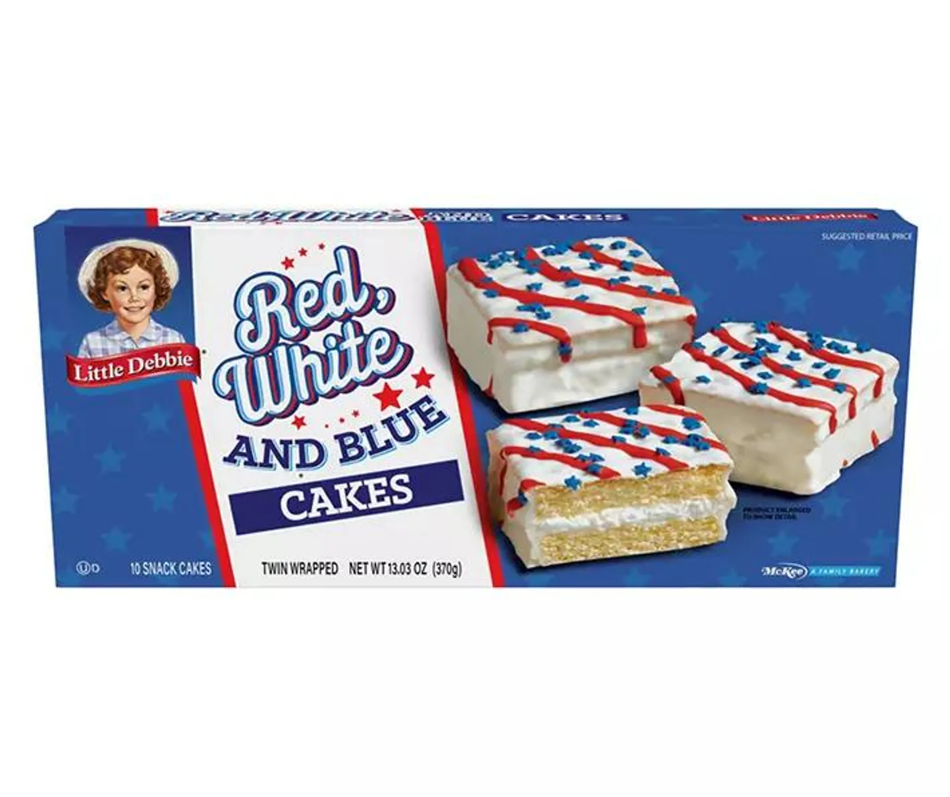 Red, White and Blue Vanilla Cakes, 10-Pack