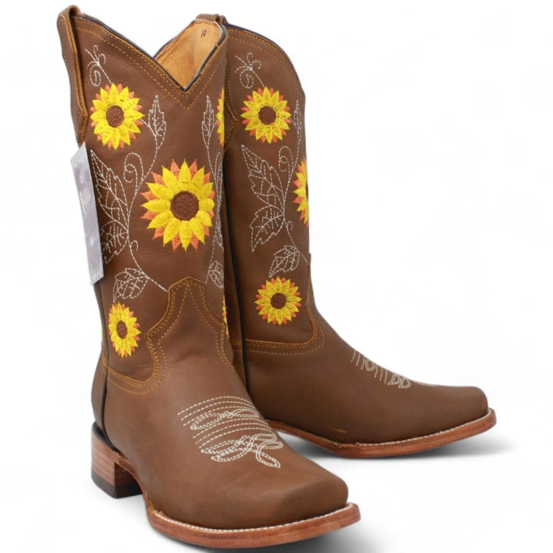 Botas de Gamuza para Dama con Girasoles