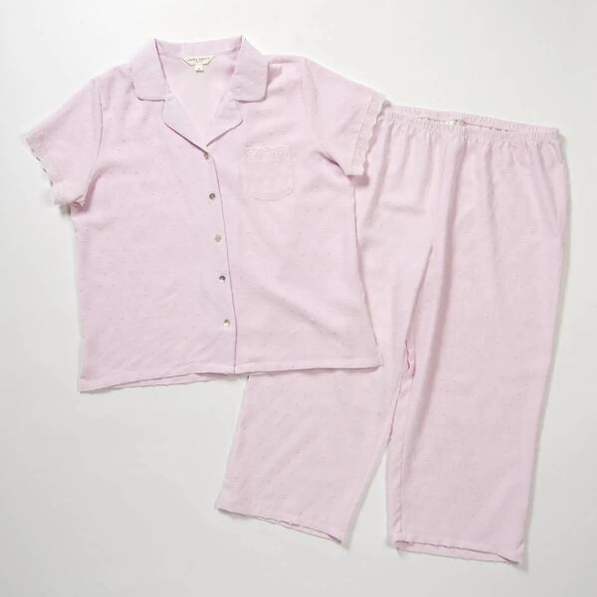 Womens Laura Ashley® Short Sleeve Woven Swiss Capri Pajama Set