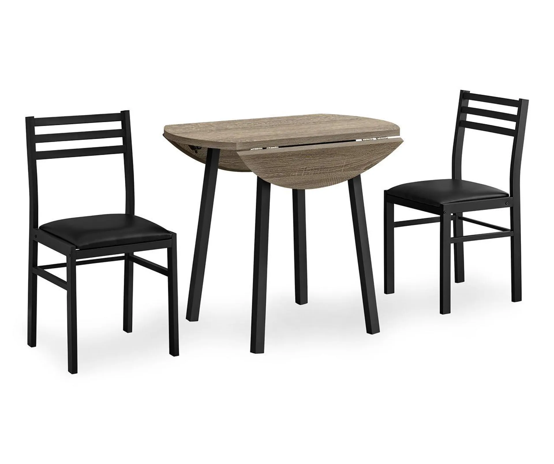 Dark Taupe & Black Metal 3-Piece Dining Set