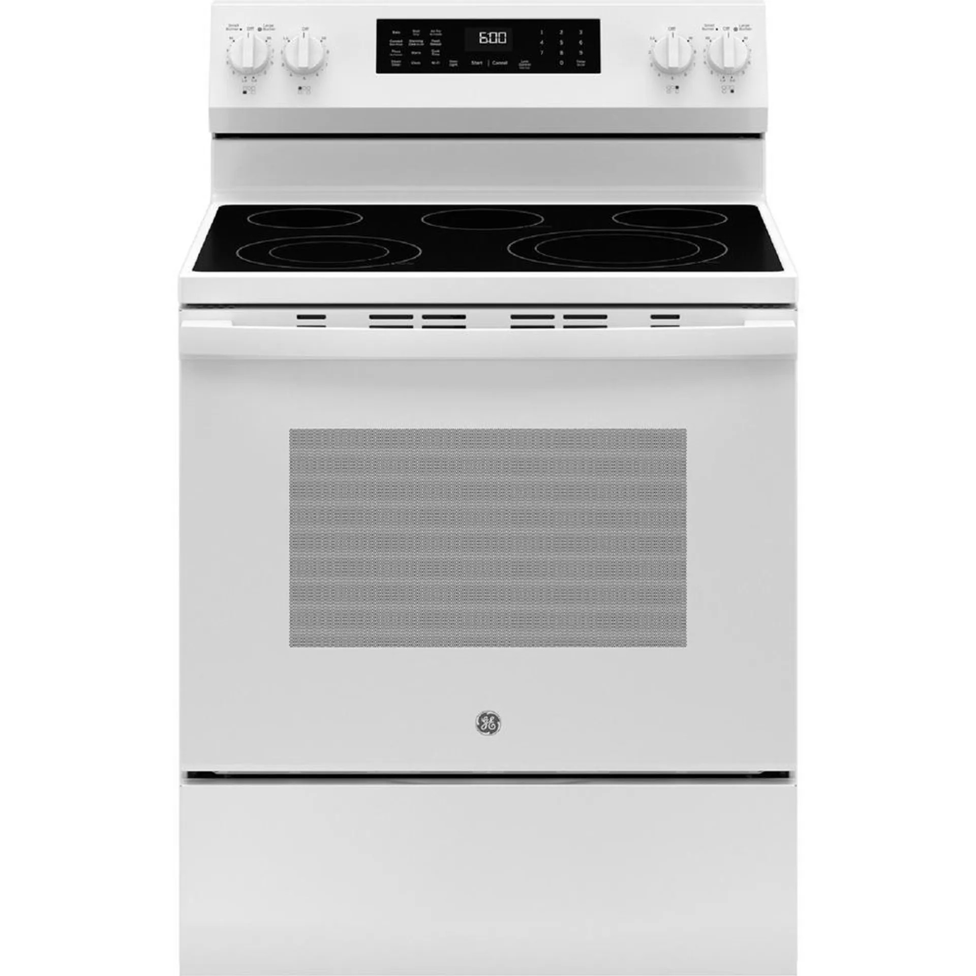 GE Appliances GRF600AVWW 30" Free-Standing Electric Convection Range with No Preheat Air Fry and EasyWash™ Oven Tray - White