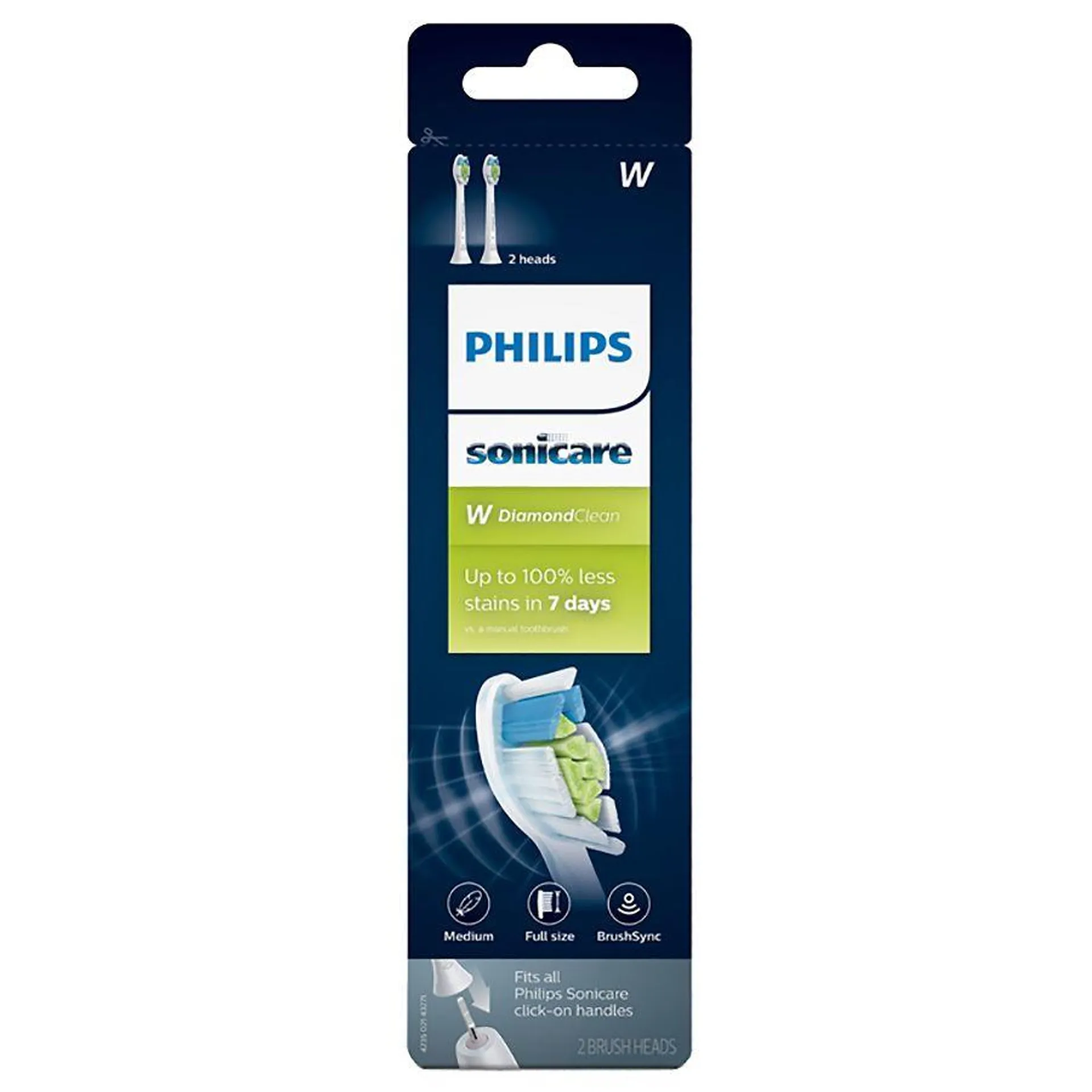 Philips Sonicare W DiamondClean Replacement Brush Heads, 2.0 ea