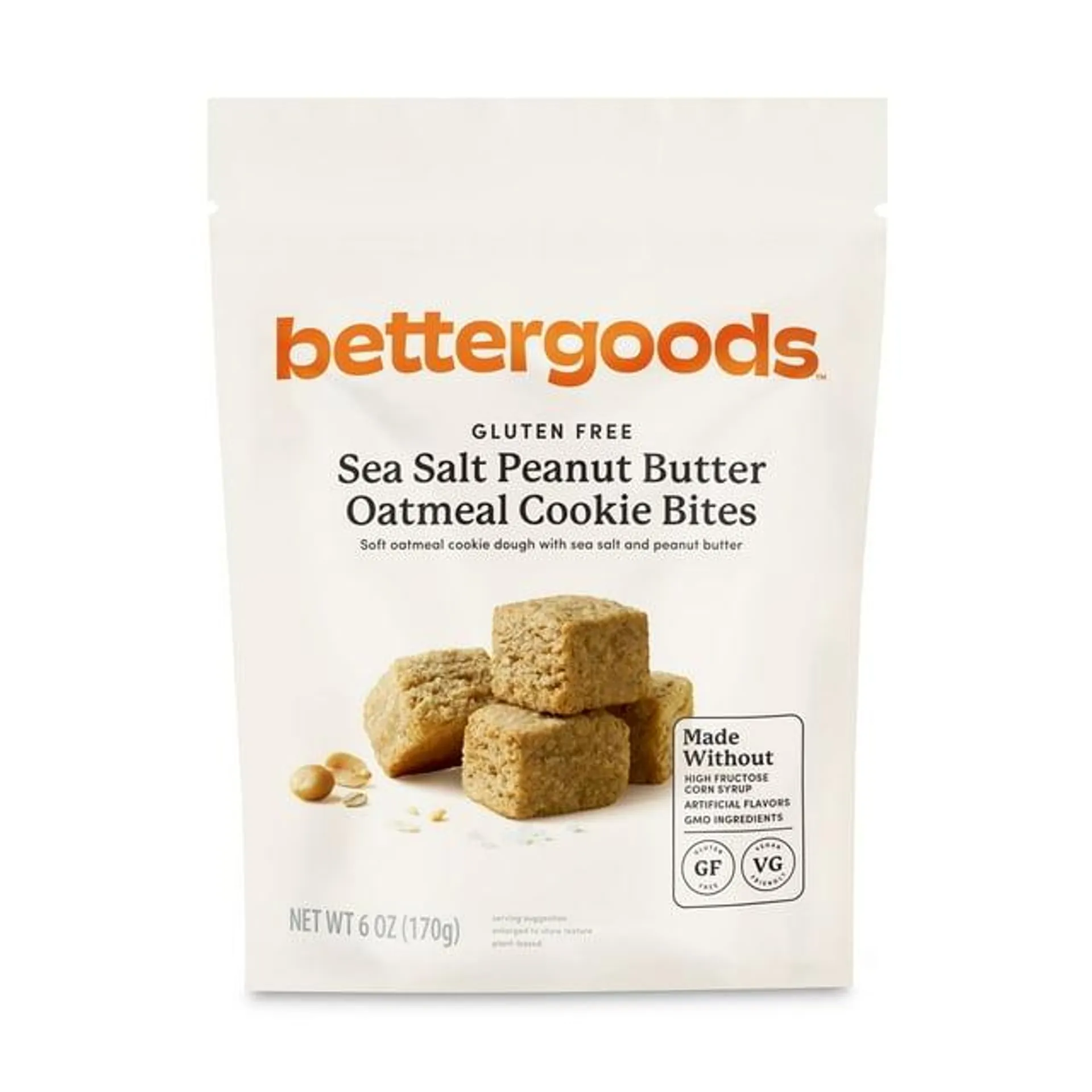 bettergoods Gluten Free Sea Salt Peanut Butter Oatmeal Cookie Bites, 6 oz