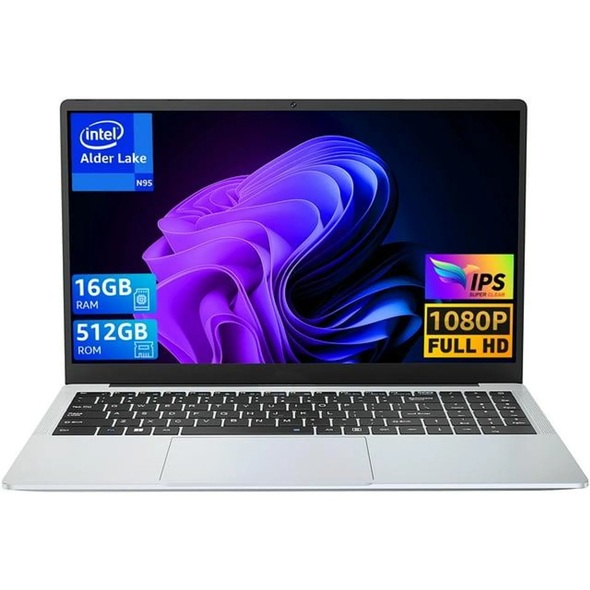 15.6 inch Laptop 16GB DDR4 512GB SSD Intel Alder Lake N95 up to 3.4GHz with Windows 11