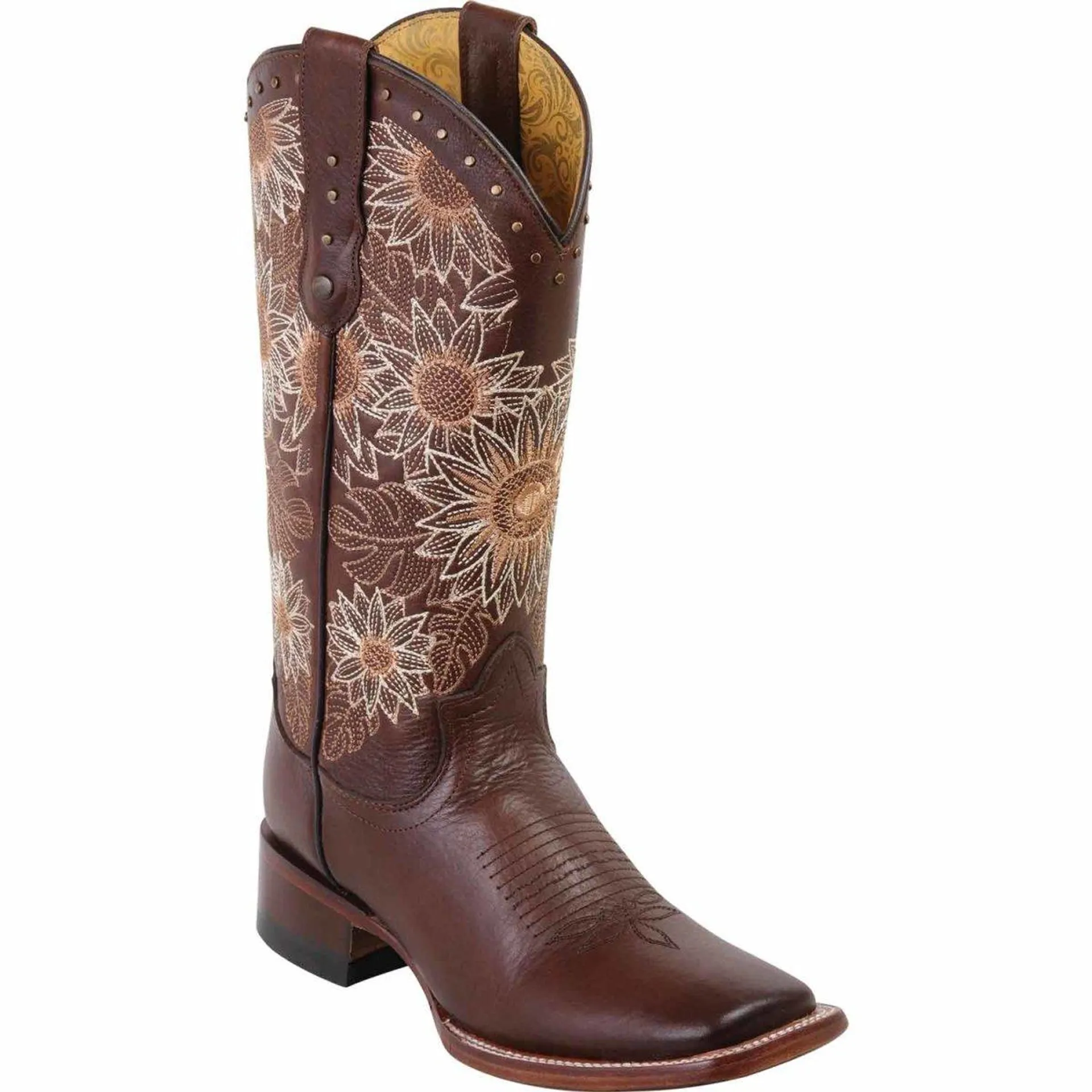 Botas Altas de Cuero con Flores para Mujer en Horma Rodeo Q322GB5294