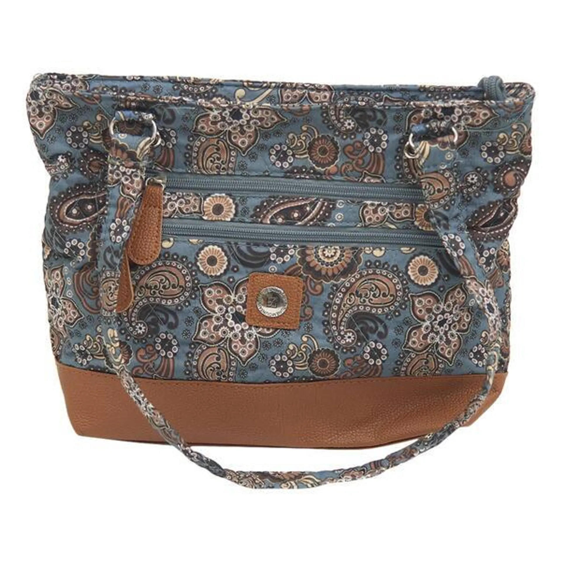 Stone Mountain Donna Quilted Tote - Grey/Tan/Multi