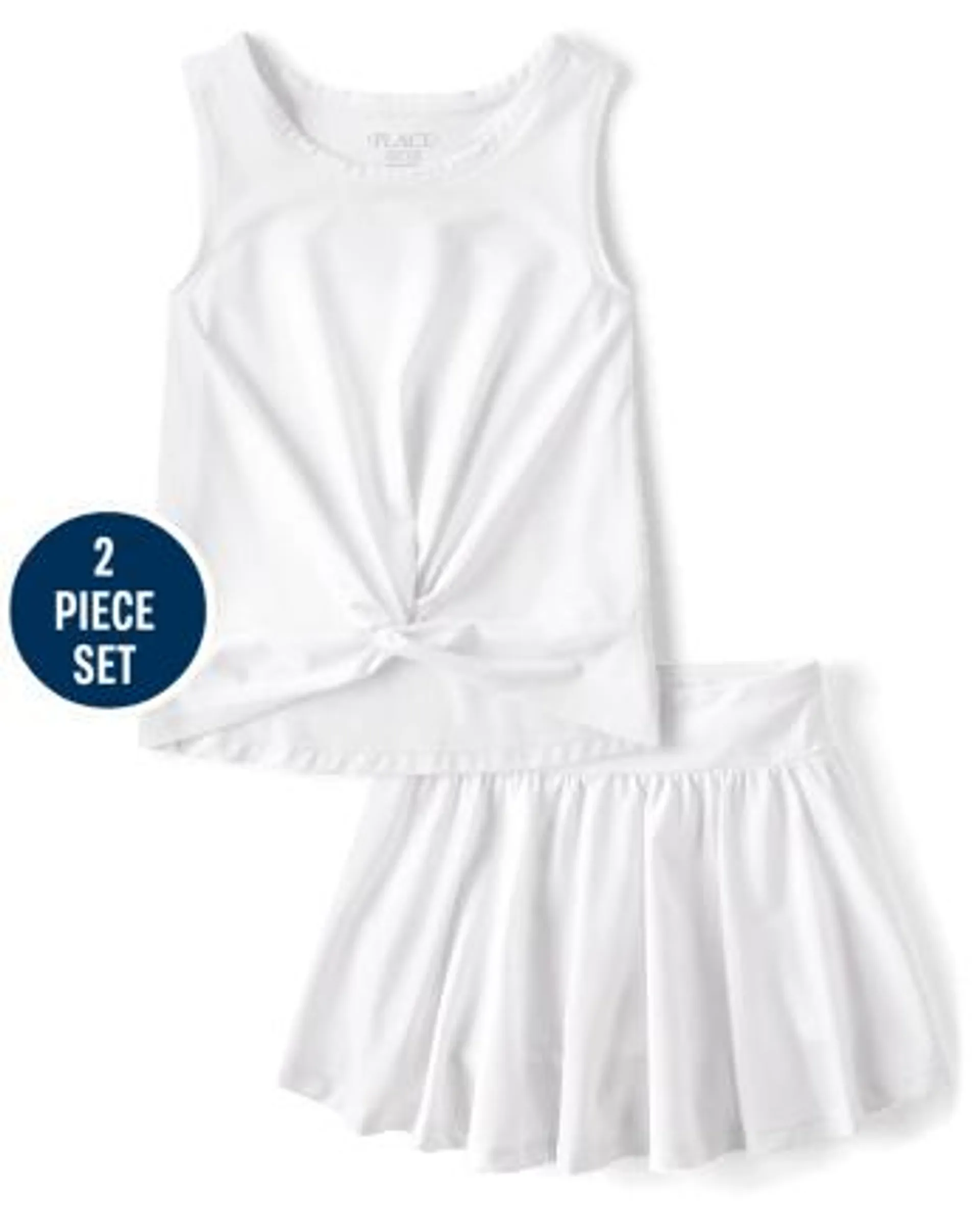 Girls Quick Dry 2-Piece Outfit Set - white