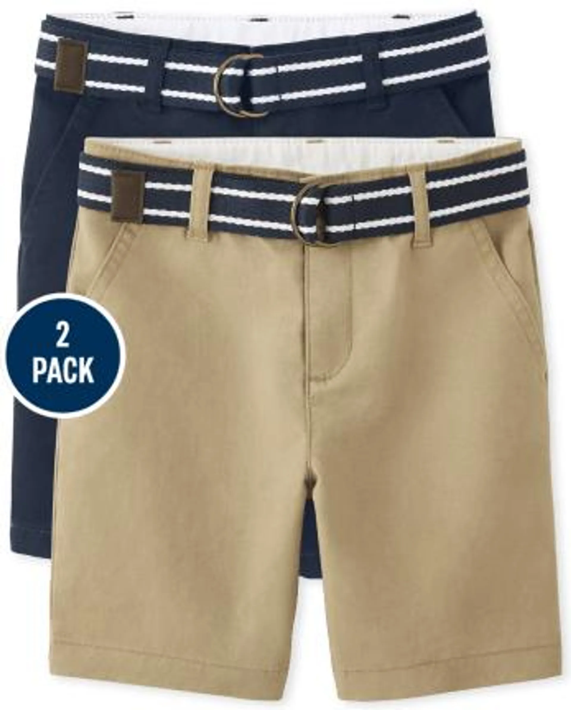 Boys Stain And Wrinkle Resistant Chino Shorts 2-Pack - Uniform - multi clr