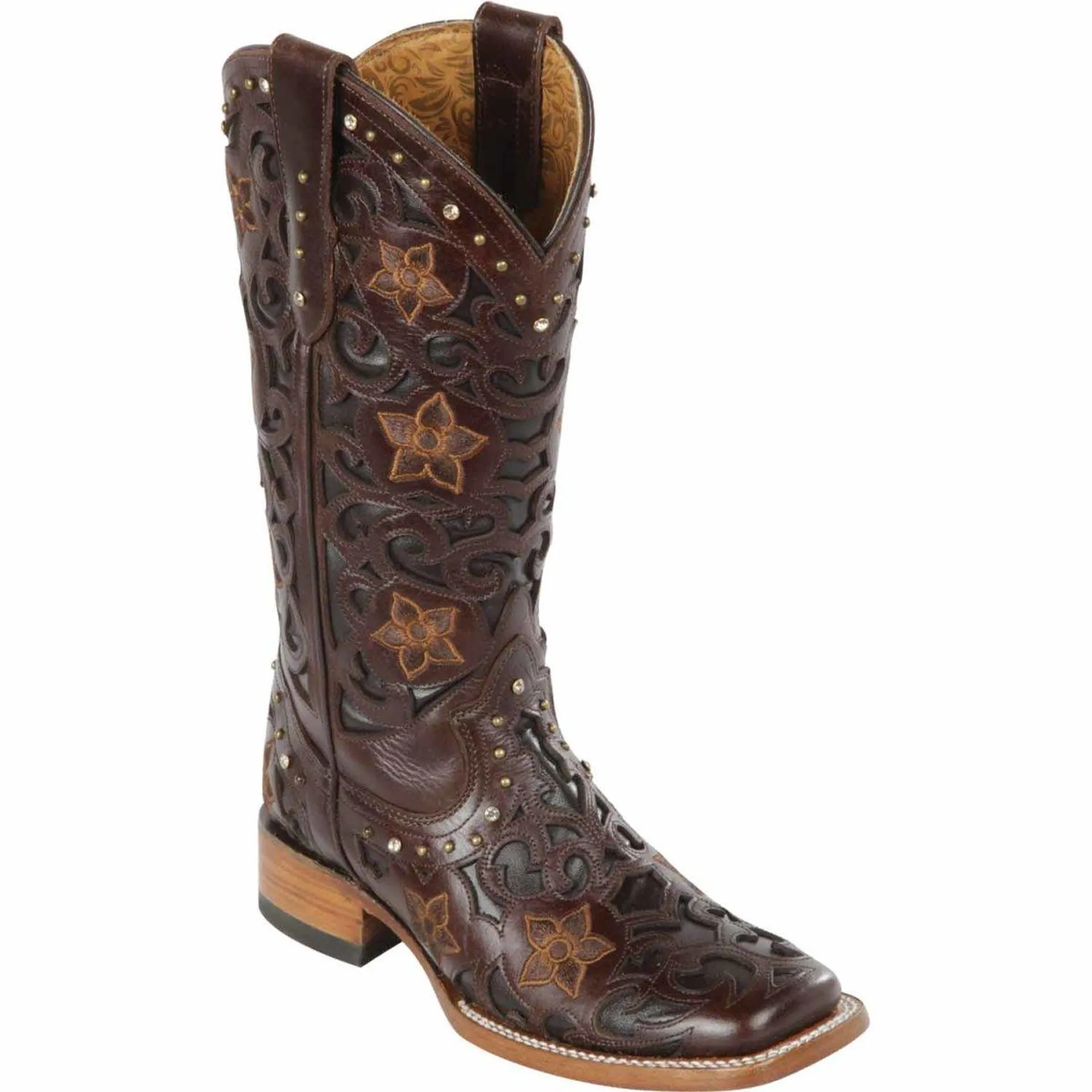 Botas Vaqueras de Cuero Corte Laser para Mujer en Horma Rodeo Q322L6207