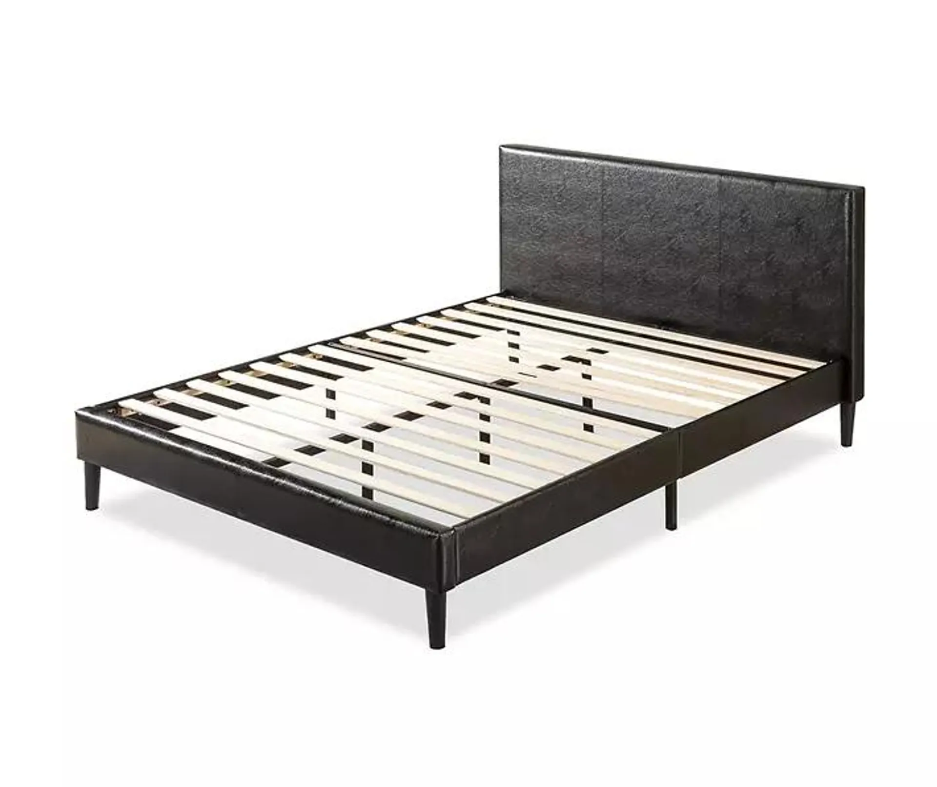 Jade Black Faux Leather Queen Platform Bed