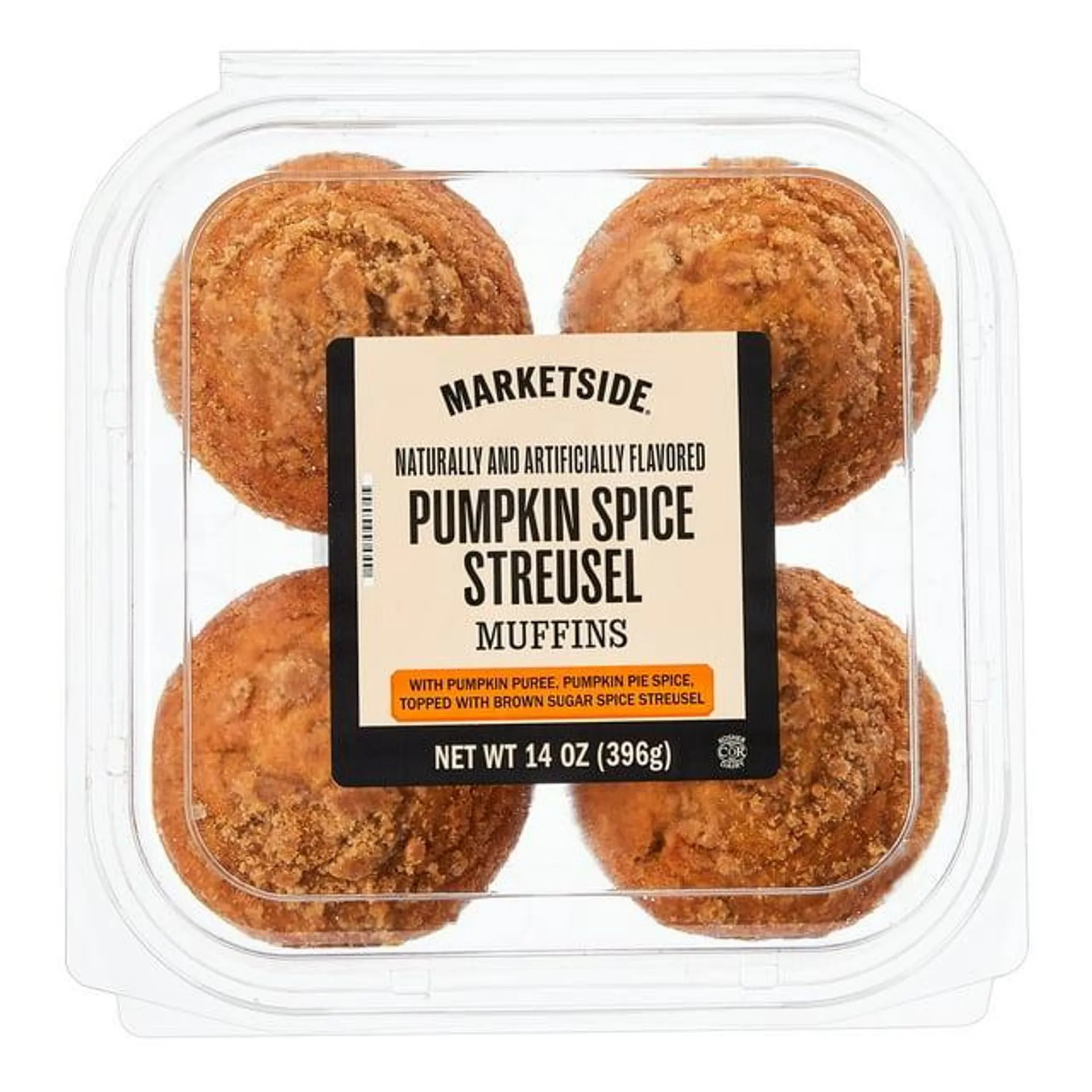 Marketside Pumpkin Spice Streusel Muffins, 14 oz Tray, 4 Count