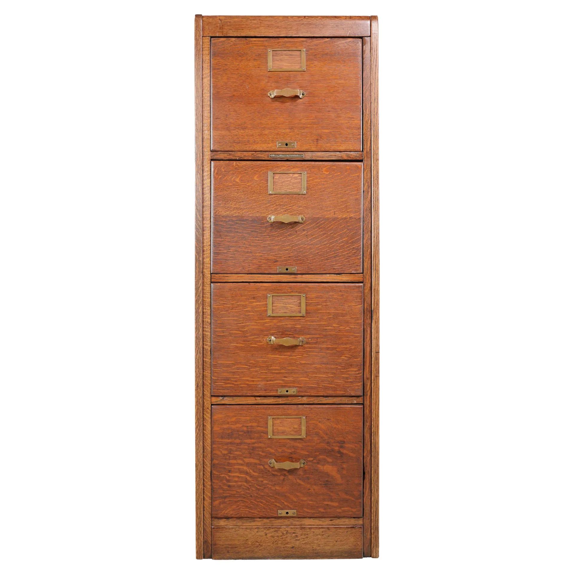 Antiguo Library Bureau Makers Tiger Oak Gabinete de archivo de madera