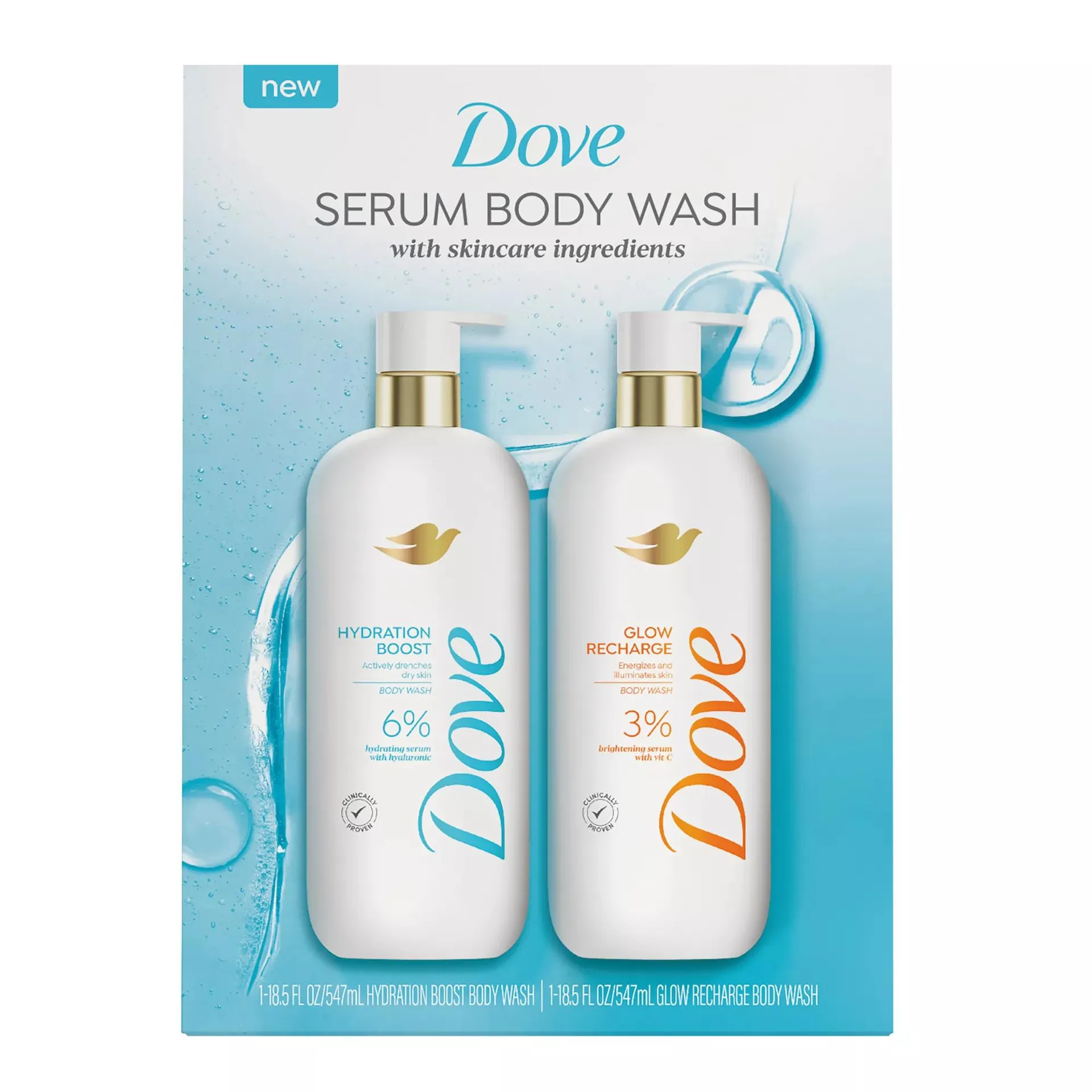 Dove Body Wash Hydration Boost & Glow Recharge, 2 pk./18.5 oz.