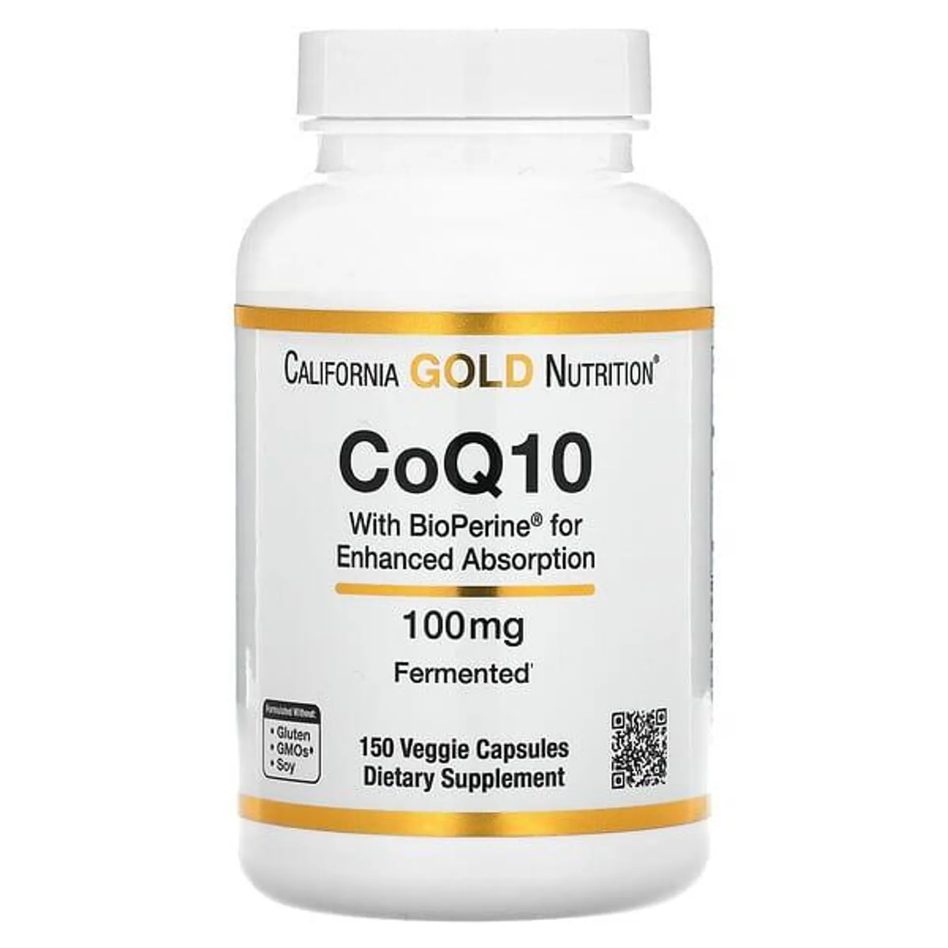 California Gold Nutrition, CoQ10 with BioPerine, 100 mg, 150 Veggie Capsules