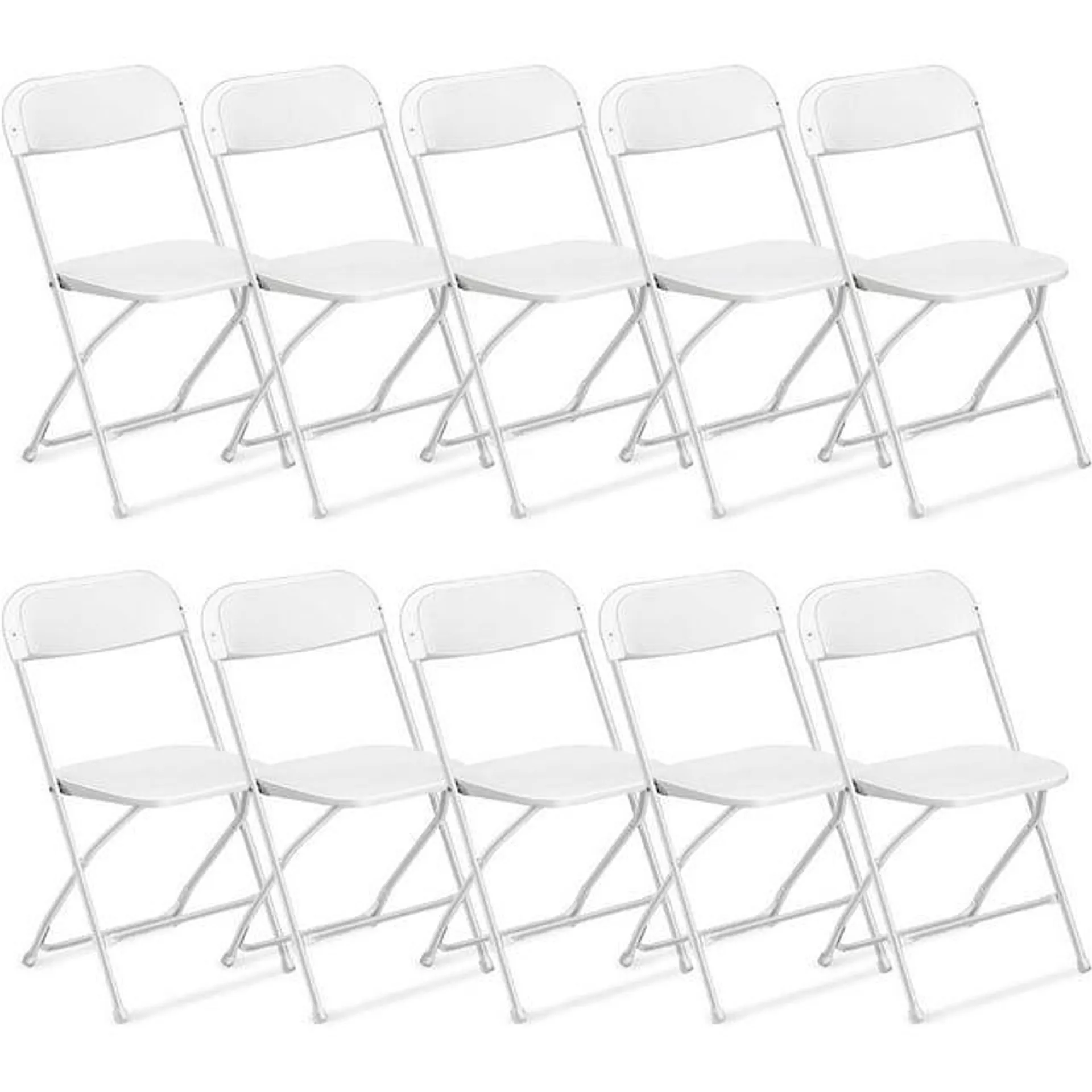 Ktaxon 10 Pack Commercial Plastic Folding Chairs Stackable Wedding Party Chairs Portable Chairs for Outdoor White