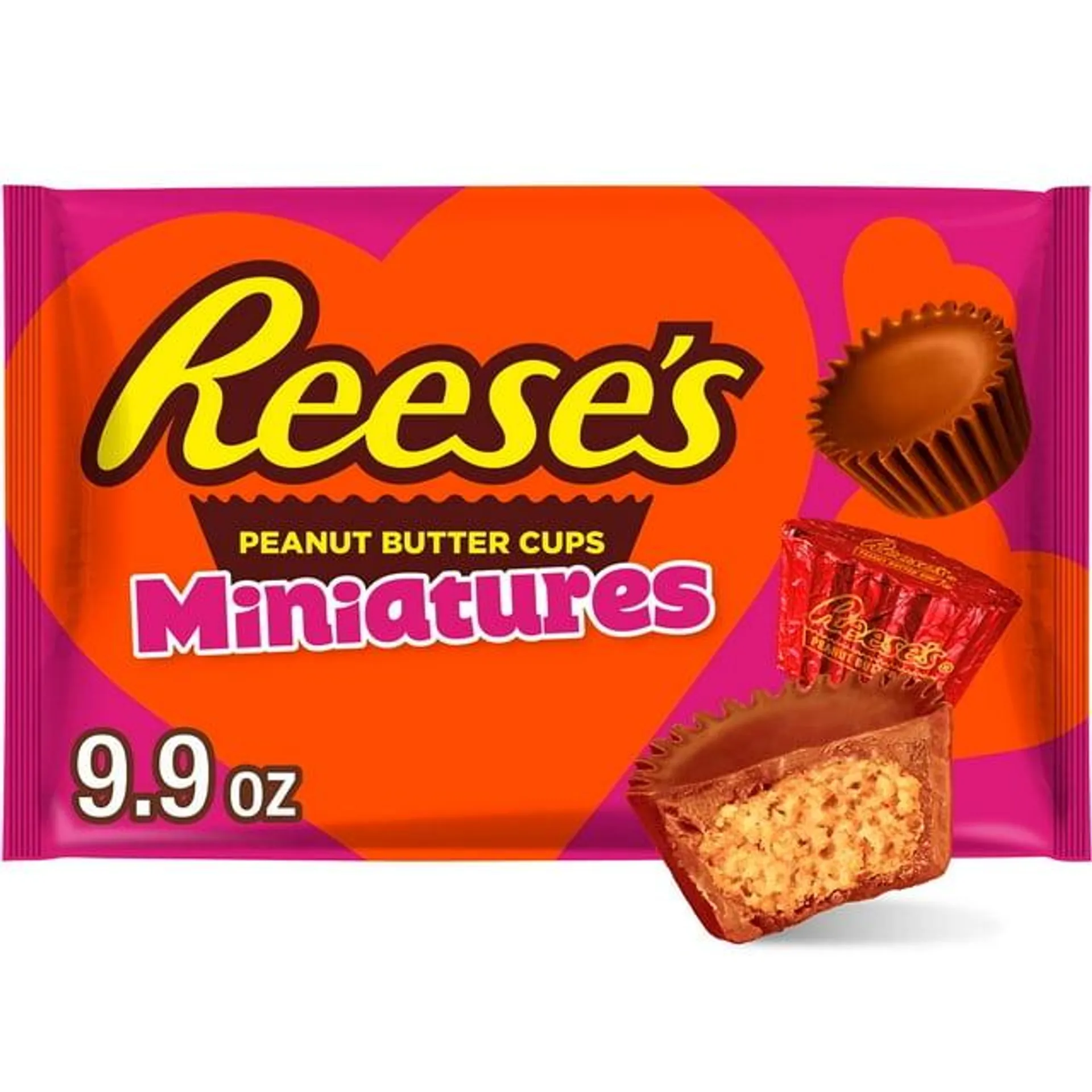 Reese's Miniatures Milk Chocolate Peanut Butter Cups Valentine's Candy, Bag 9.9 oz