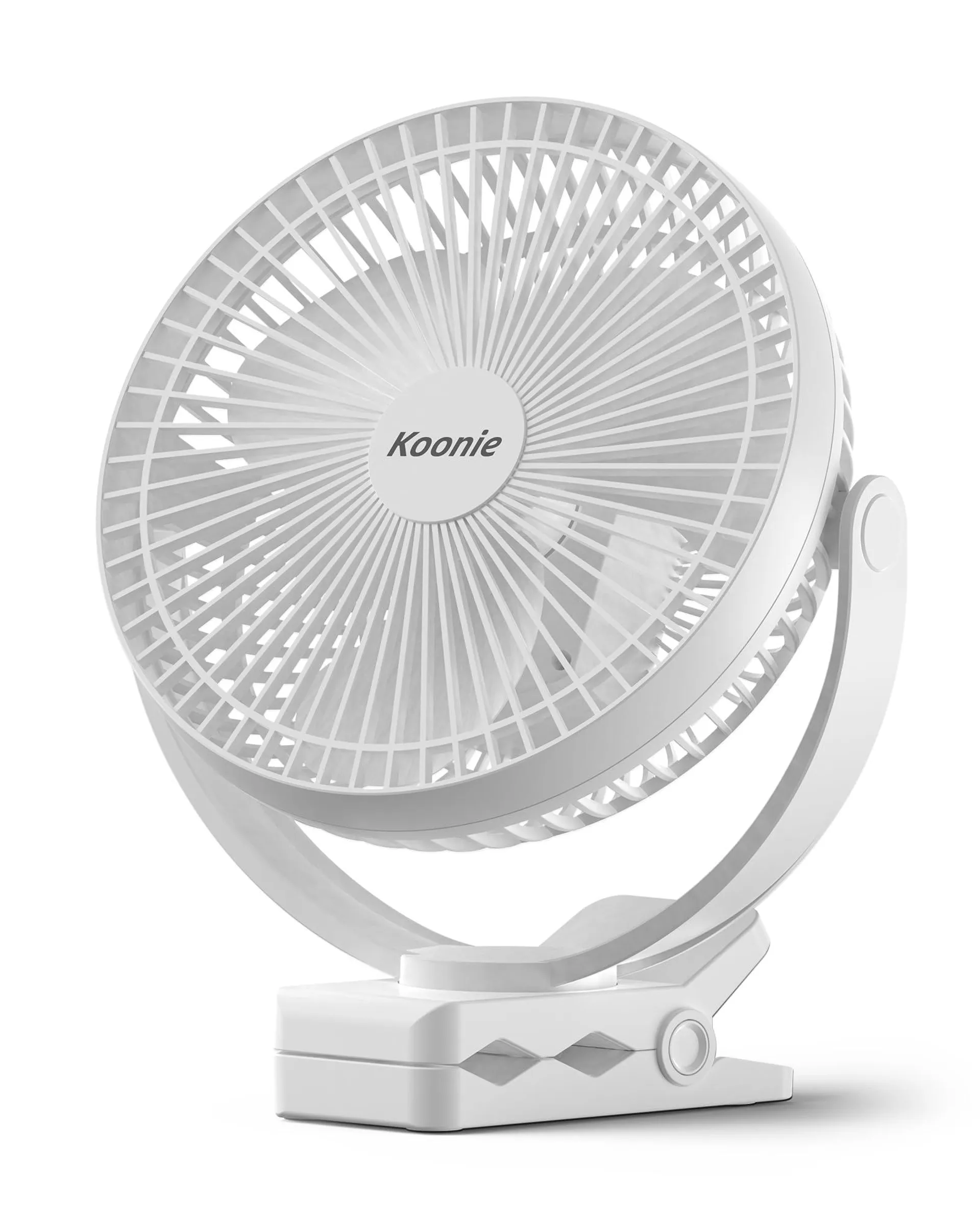 Koonie 10000mAh Rechargeable Portable Fan, 8-Inch Battery Operated Clip on Fan, USB Fan, 4 Speeds, Strong Airflow, Sturdy Clamp