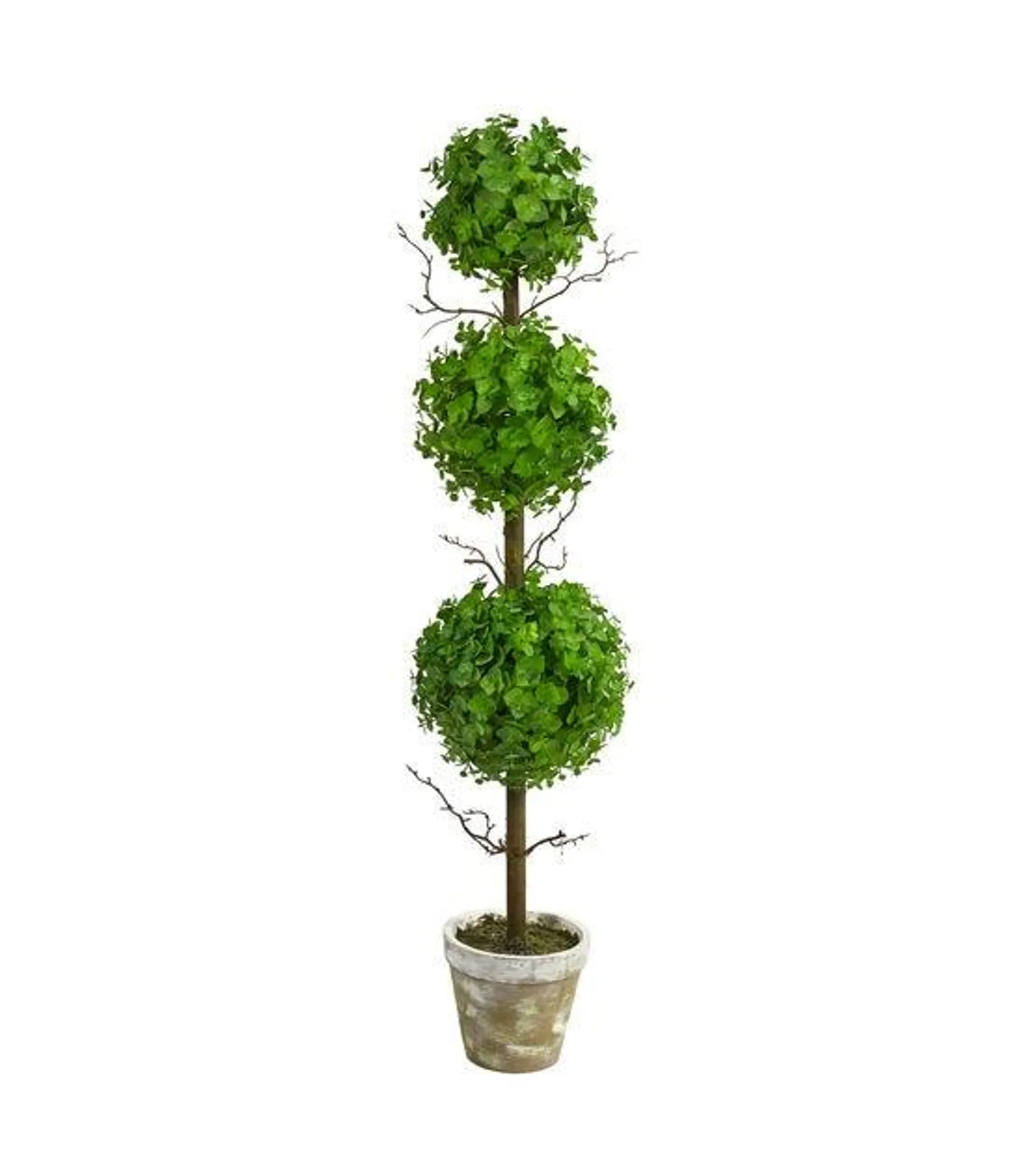 Nearly Natural 3' Eucalyptus Triple Ball Topiary Artificial Tree