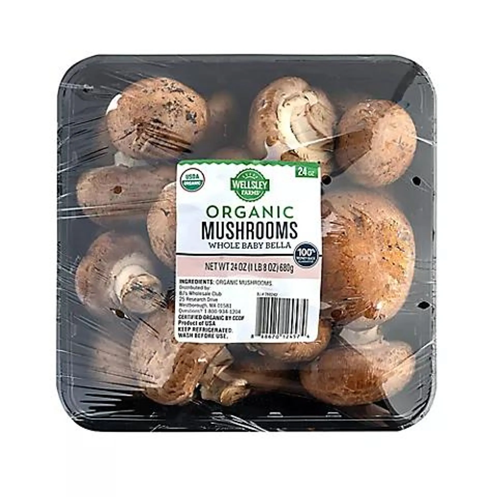 Wellsley Farms Organic Whole Baby Bella Mushrooms, 24 oz.