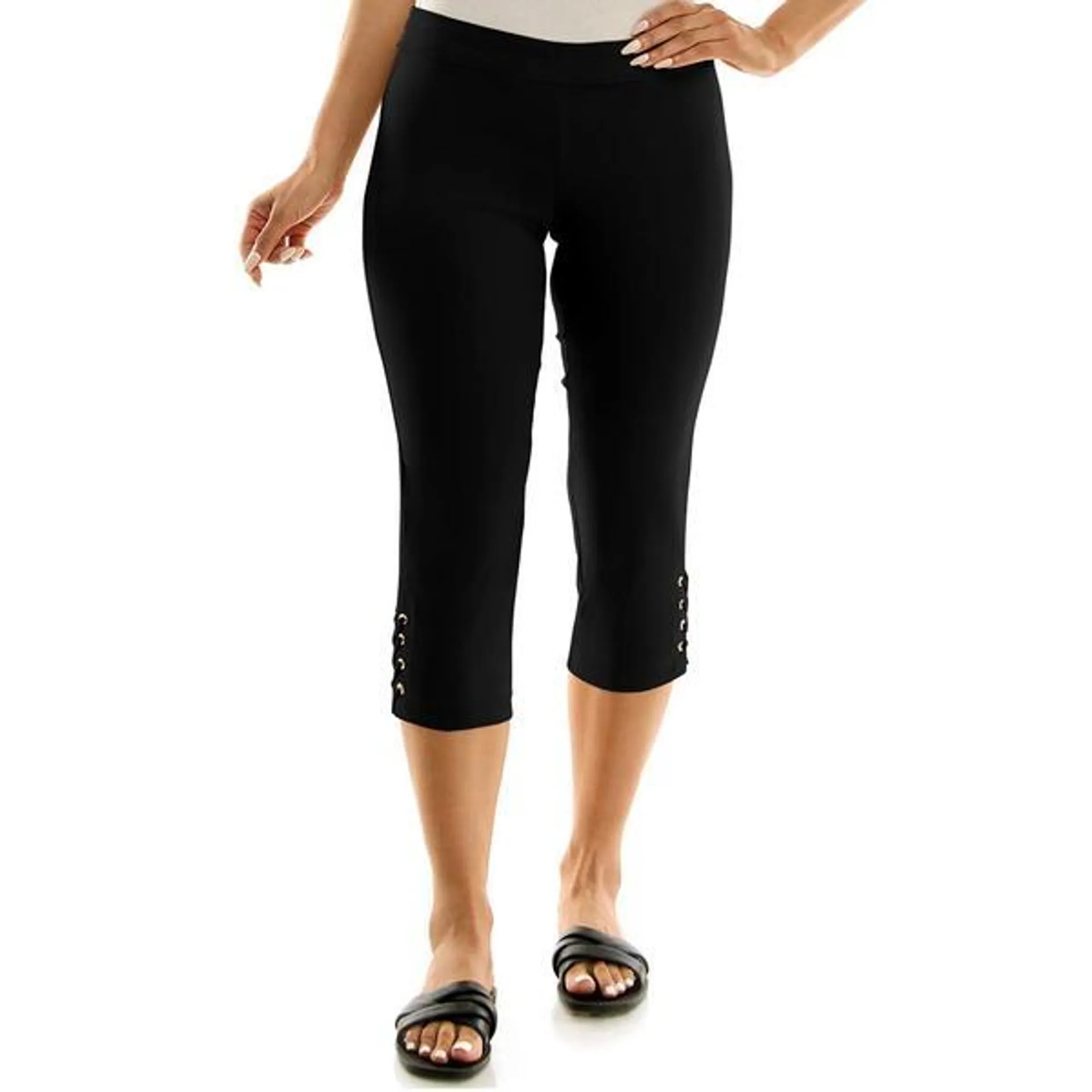 Plus SizeZac & Rachel Pull On Solid Ankle Detail Cropped Pants