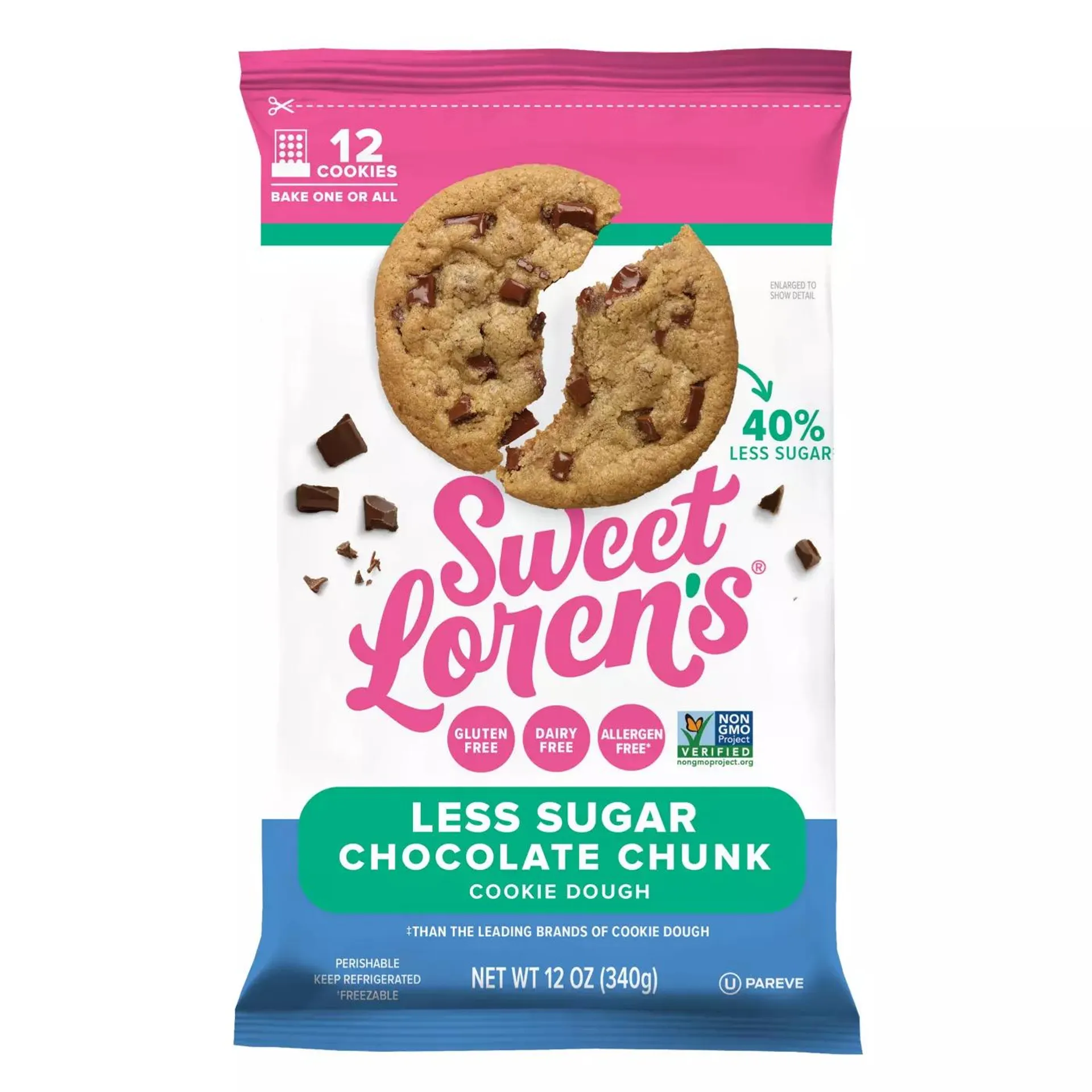 Sweet Loren's Gluten Free & Vegan Less Sugar Chocolate Chunk Cookie Dough