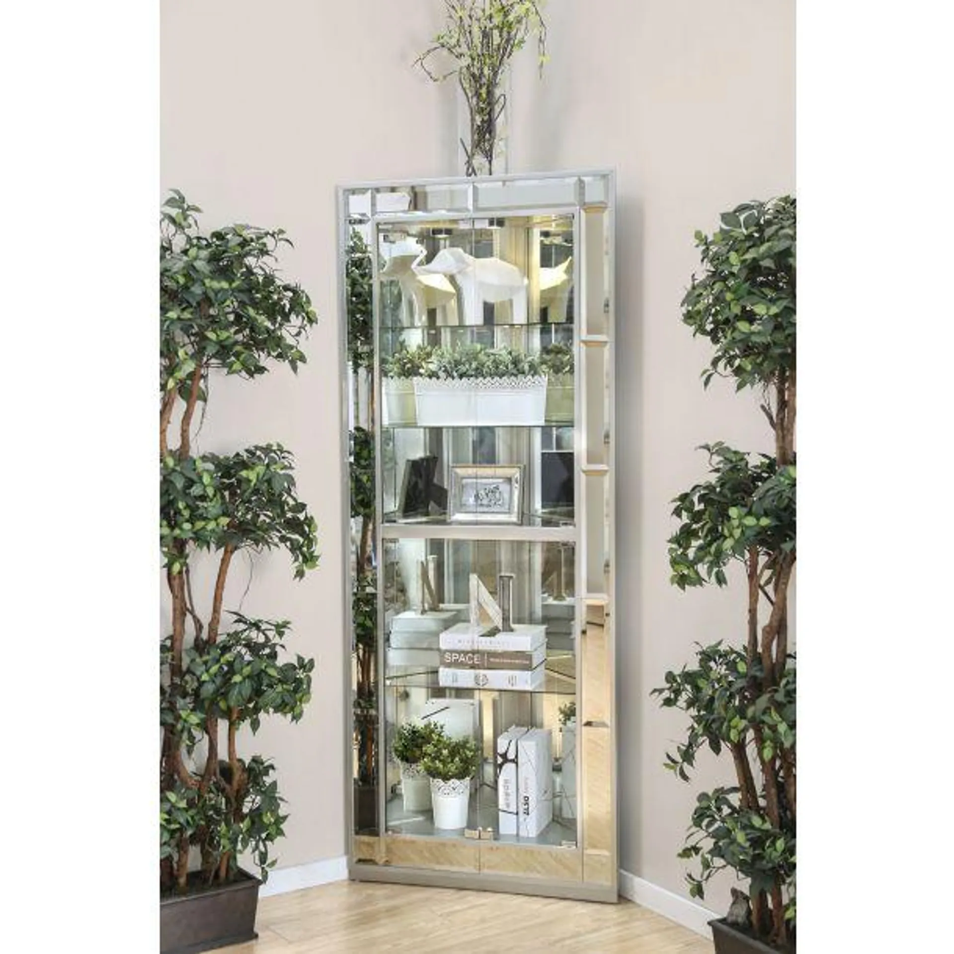 Chouteau 78" Glass Curio Cabinet by Furniture of America - Silver