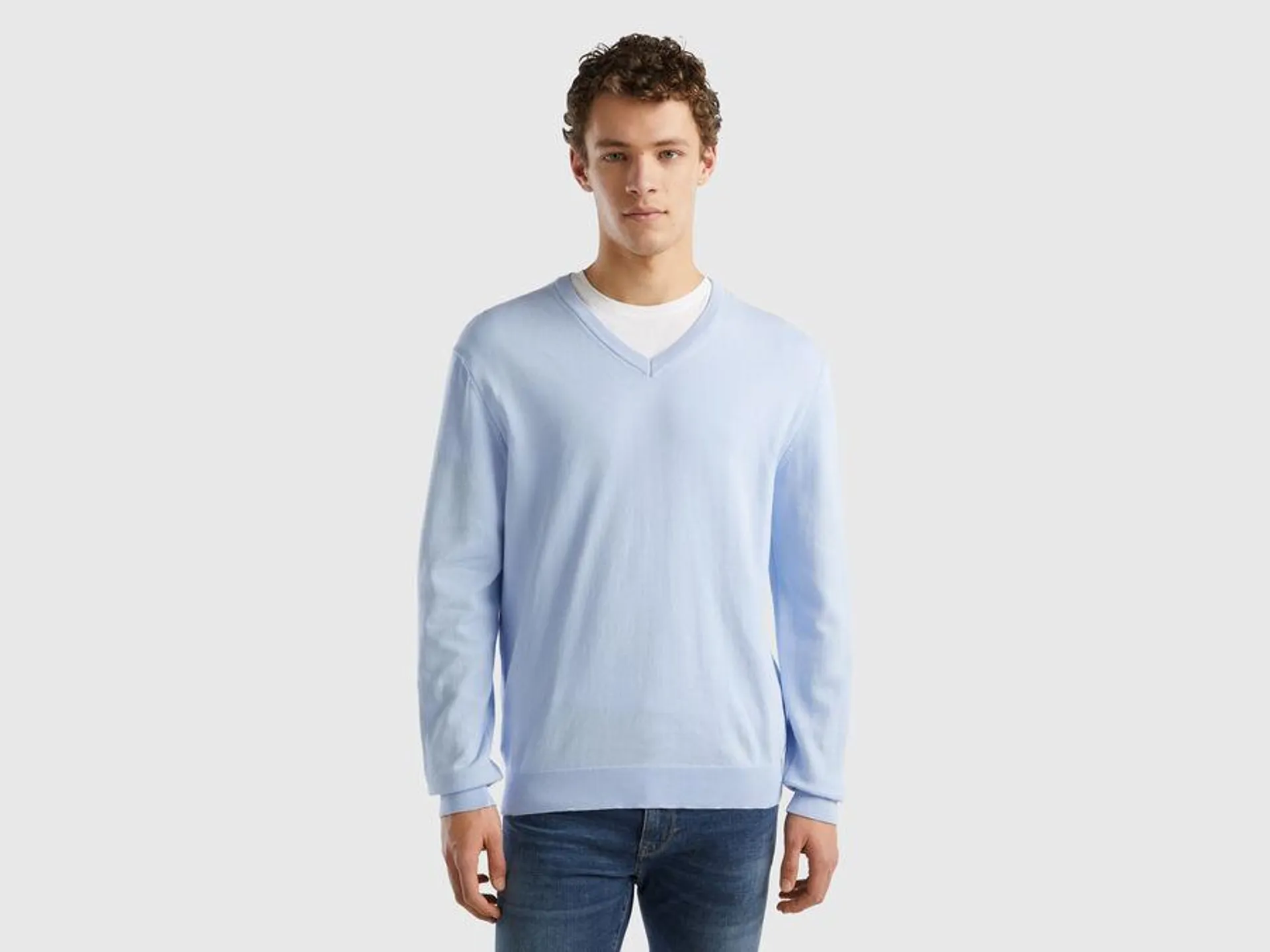 V-neck sweater in pure cotton