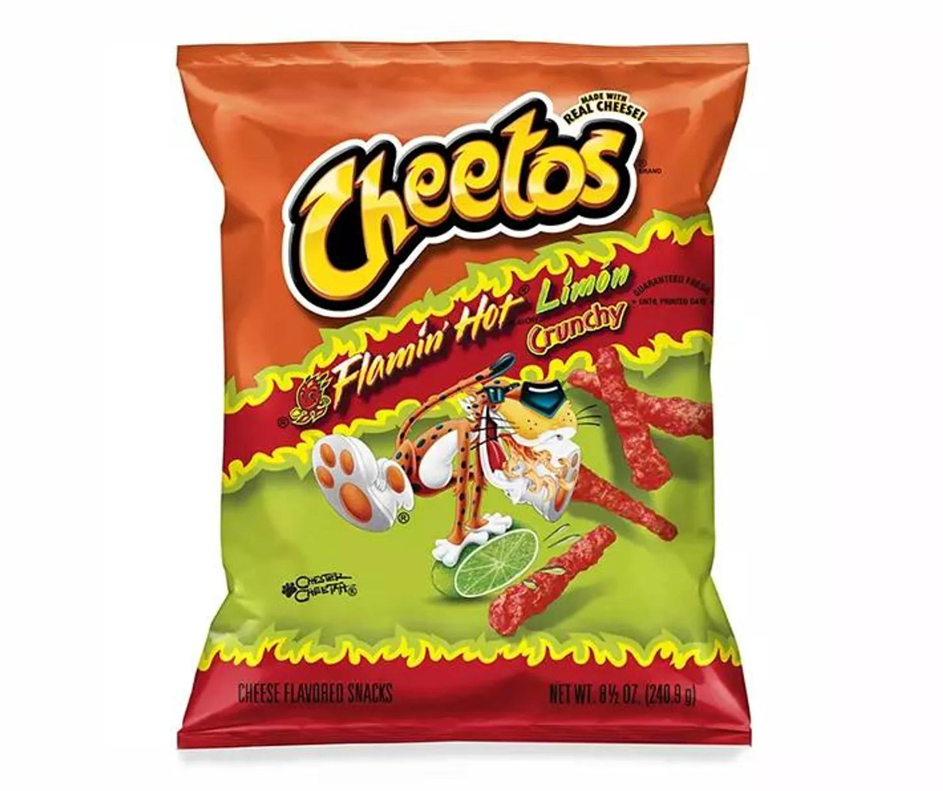 Cheetos Crunchy Cheese Flavored Snacks Flamin' Hot Limon Flavored 8 1/2 Oz