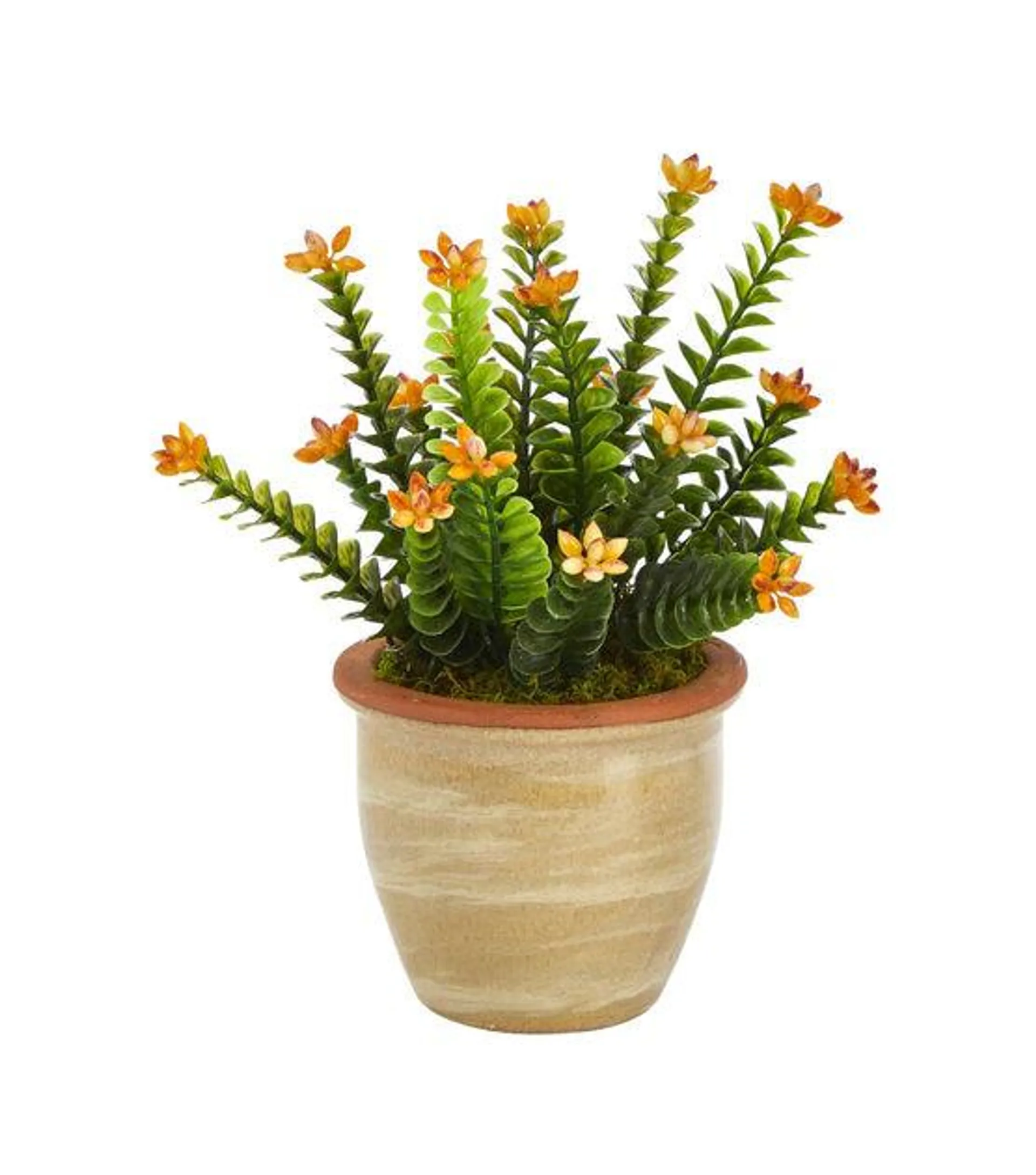 Nearly Natural 10" Flowering Sedum Succulent Artificial Plant in Planter