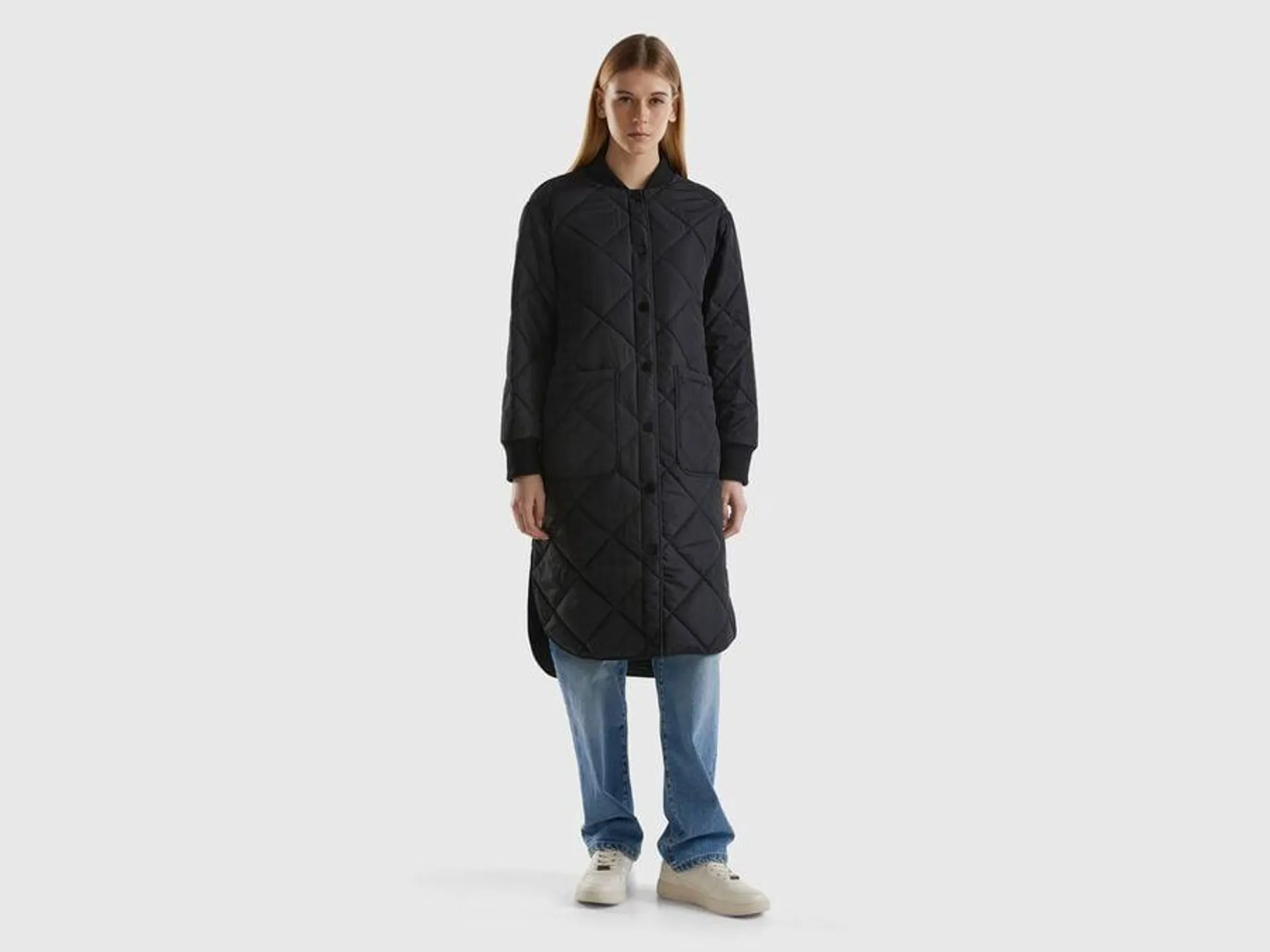 Long padded jacket with lightweight padding