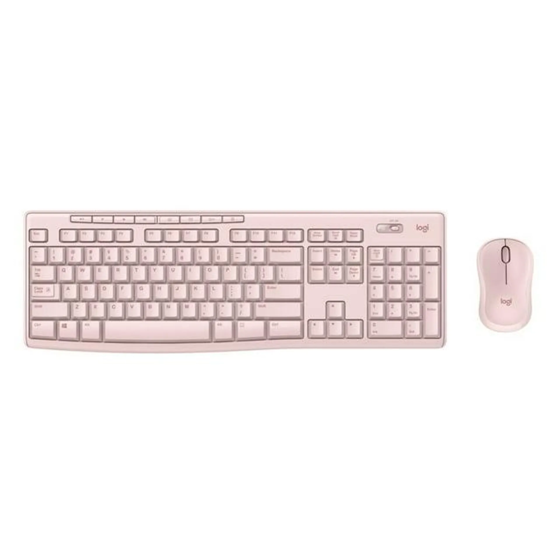 Logitech Wireless Keyboard and Mouse Combo for Windows, 2.4 GHz Wireless, Compact Mouse, Rose