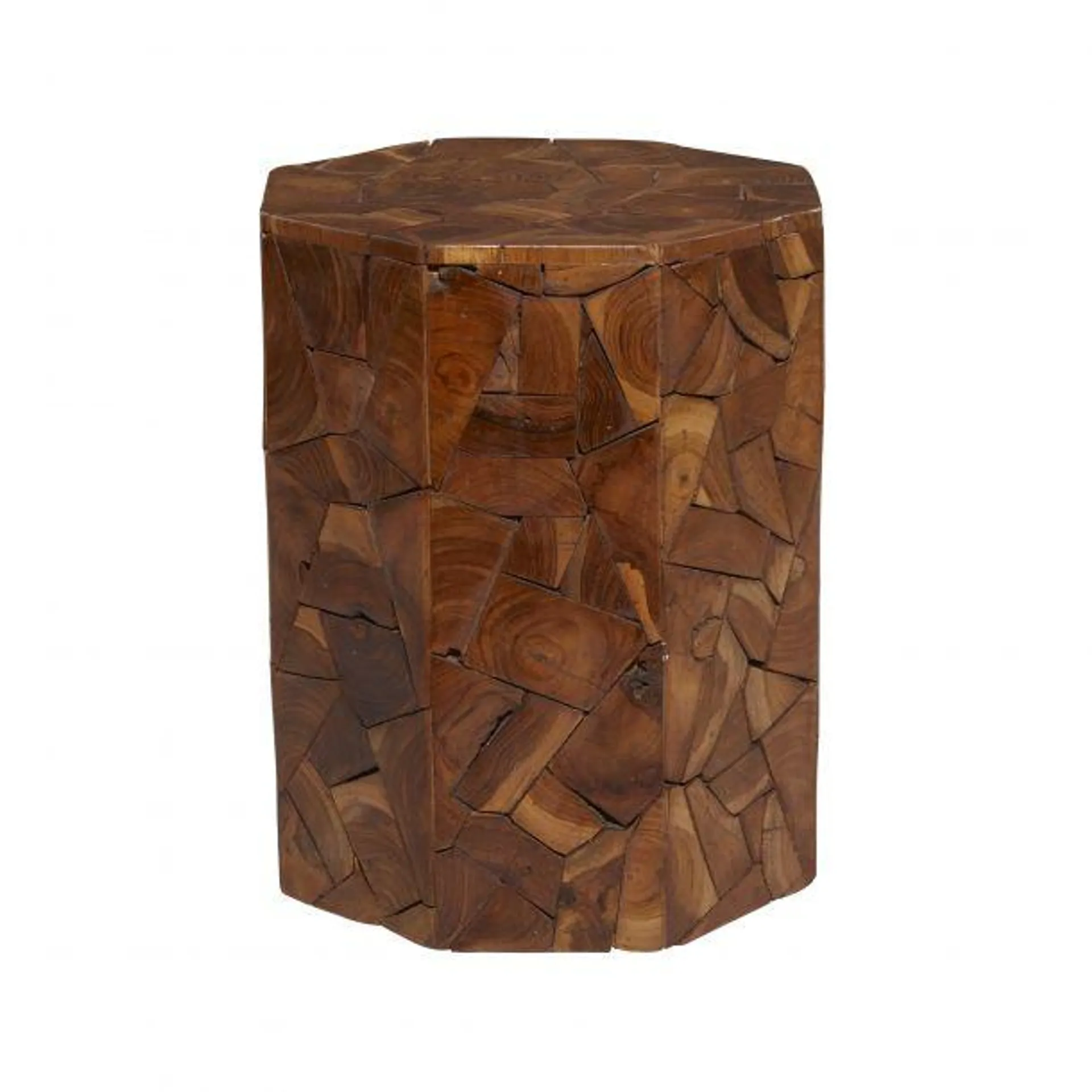 Brown Teak Wood Contemporary Accent Table, 13" x 17"