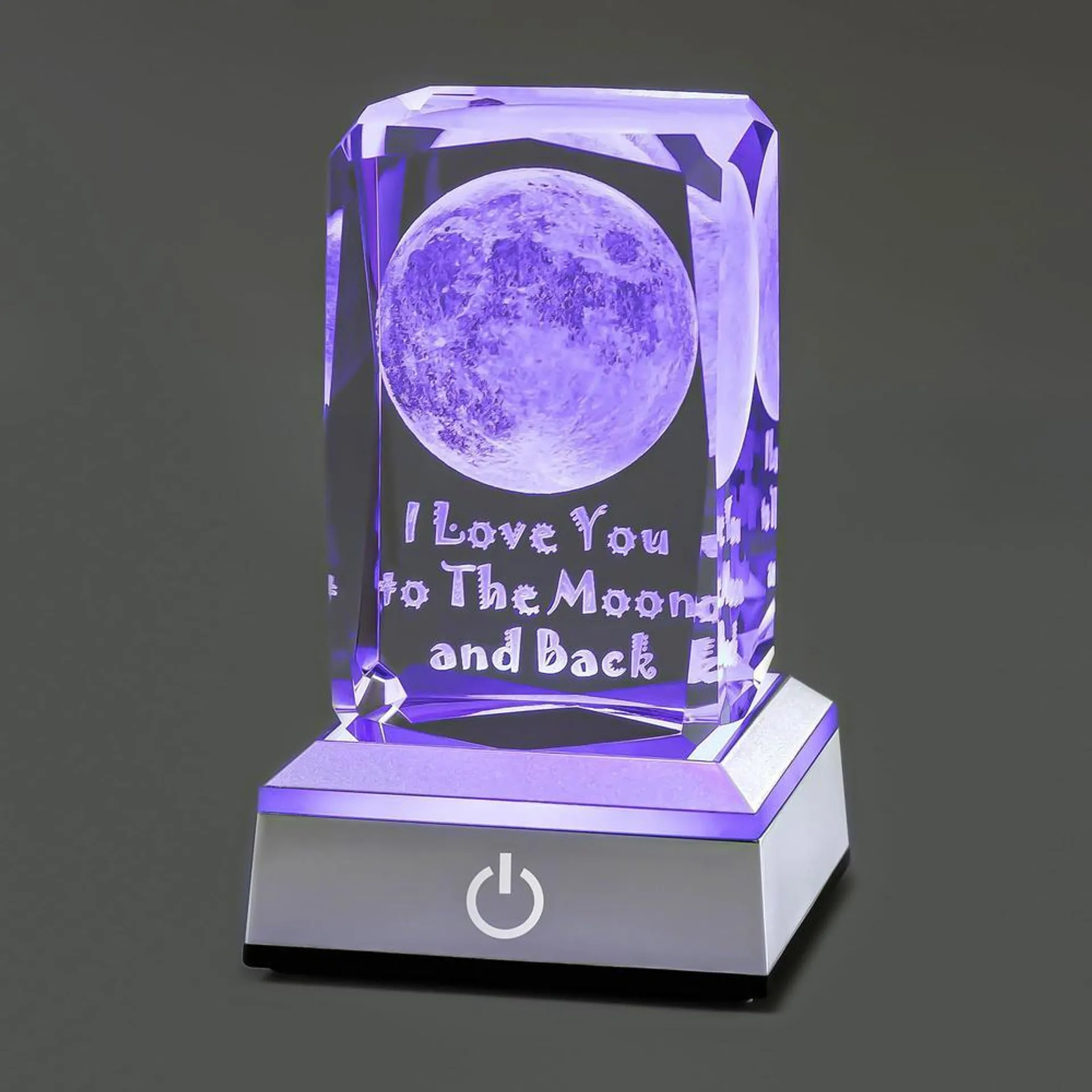 hochance 3D Moon Crysatl Crystal Multicolor Nightlight - I Love You to The Moon and Back Decolamp - Christmas Day Gift Ideas for