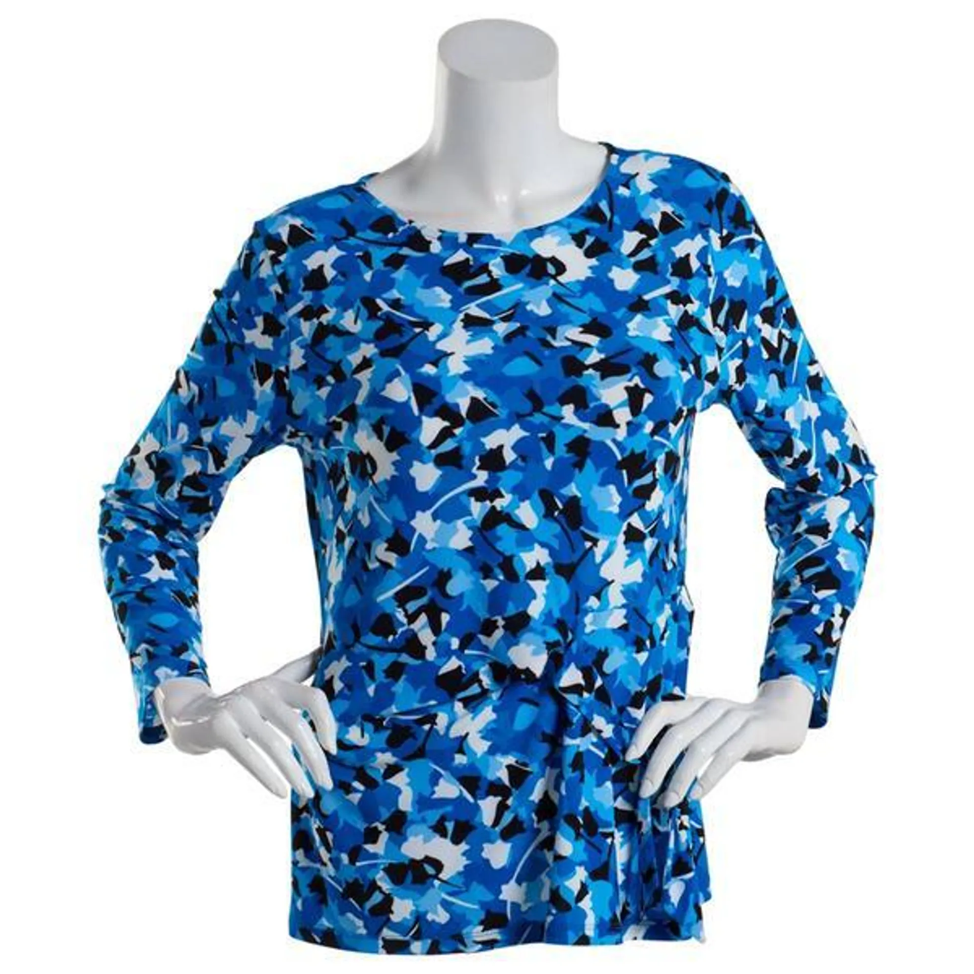 Womens Kasper Long Sleeve Side Twist Floral Blouse