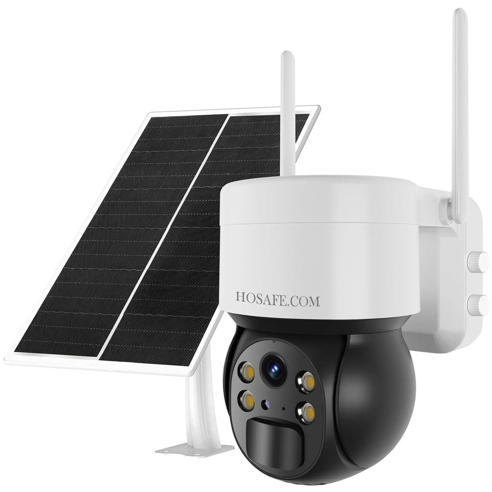 HOSAFE.COM Solar Security Camera Wireless Outdoor WiFi Battery Surveillance Camera for Home Security Color Night Vision 2 Way Audio PIR