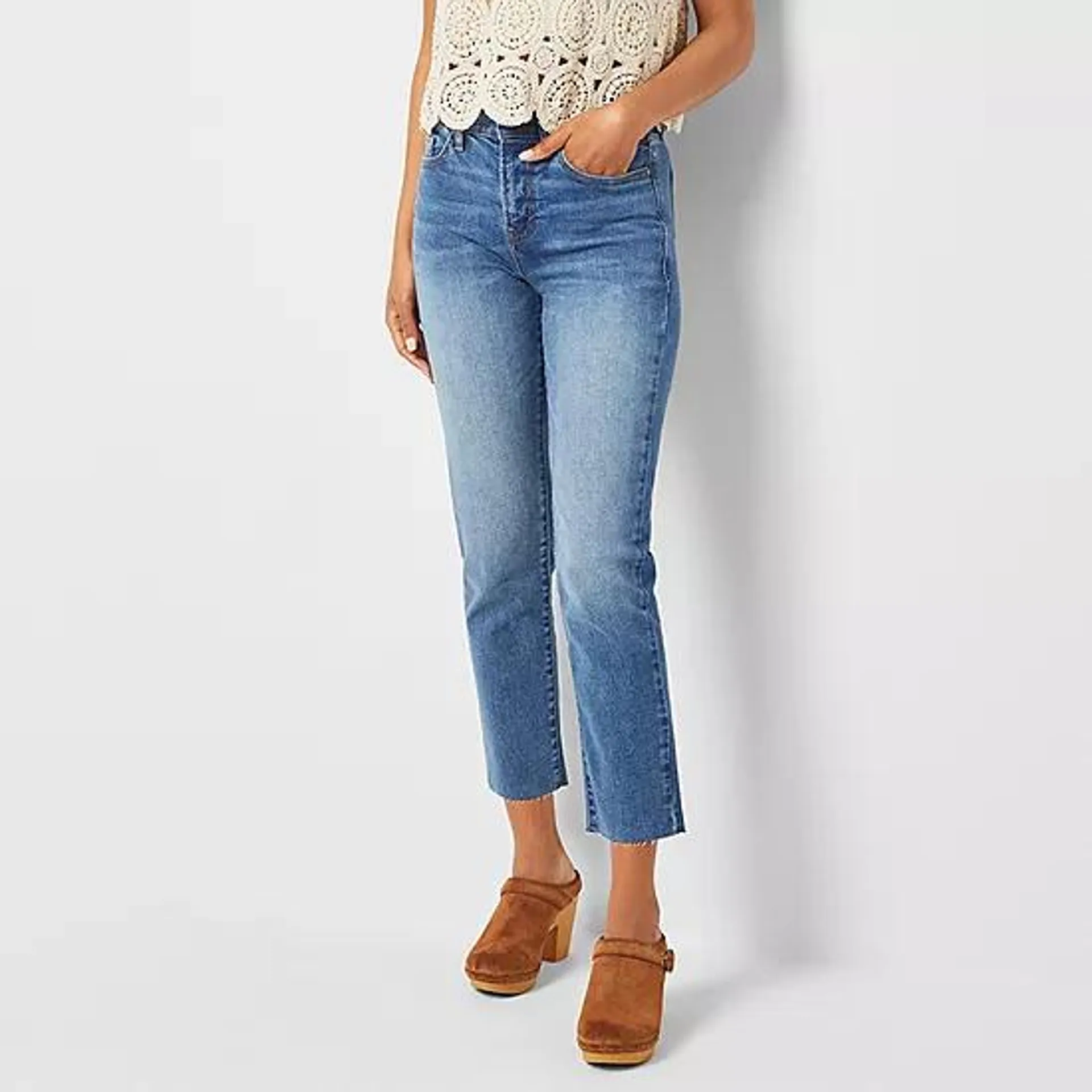 a.n.a Womens High Rise Straight Leg Jean