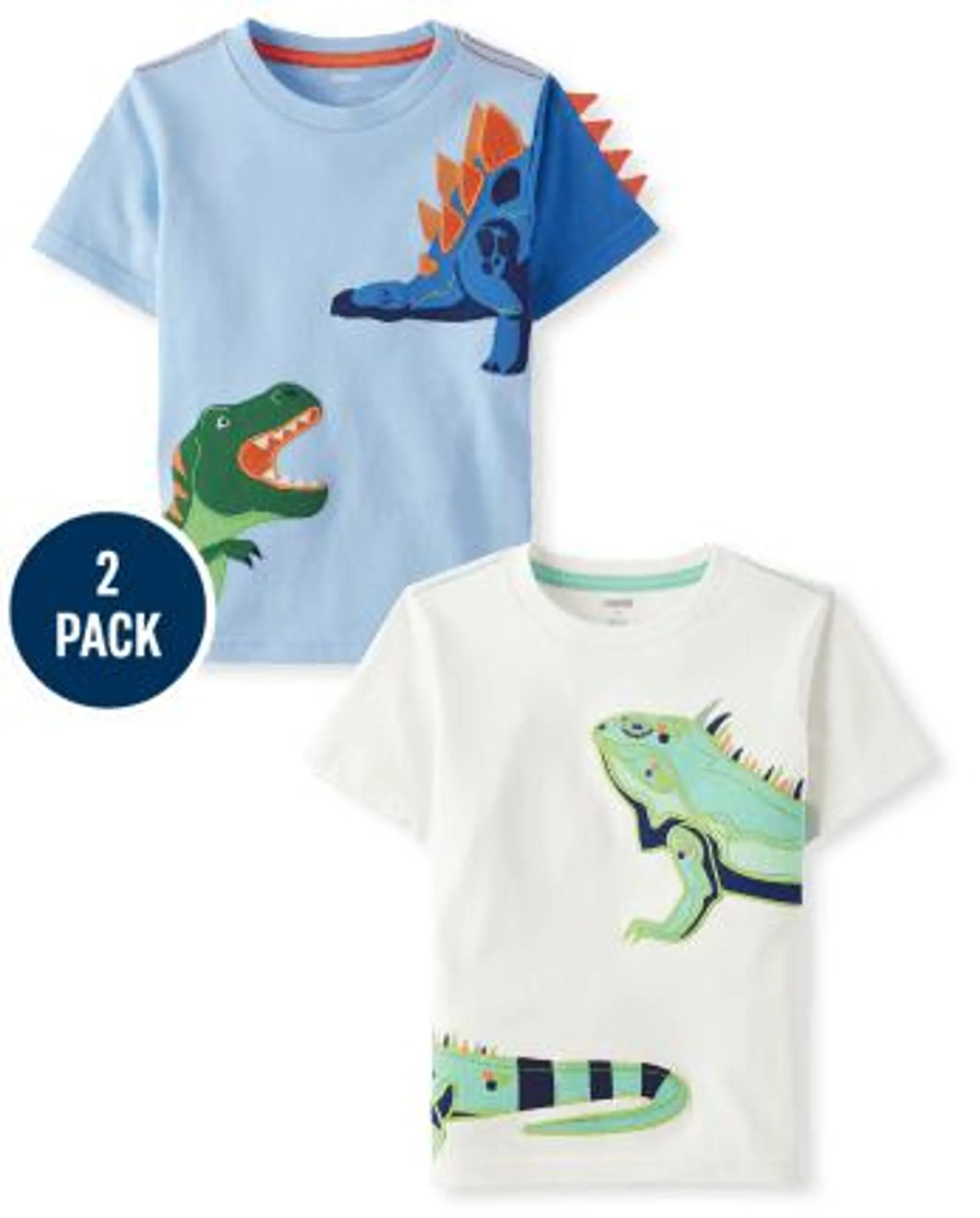 Boys Embroidered Dino Iguana Top 2-Pack - Little Classics - multi clr