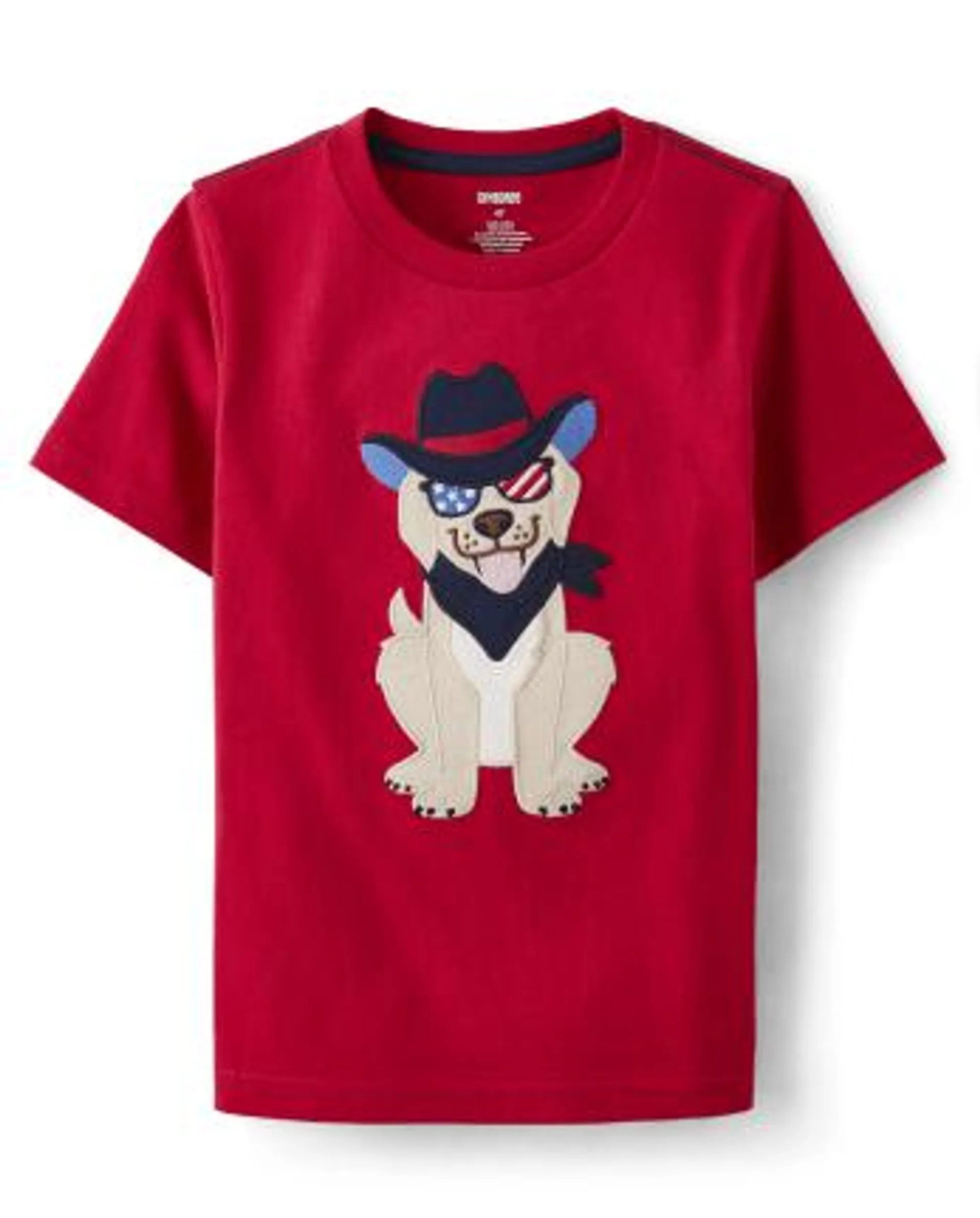 Top con perro bordado para niño - American Cutie - classicred